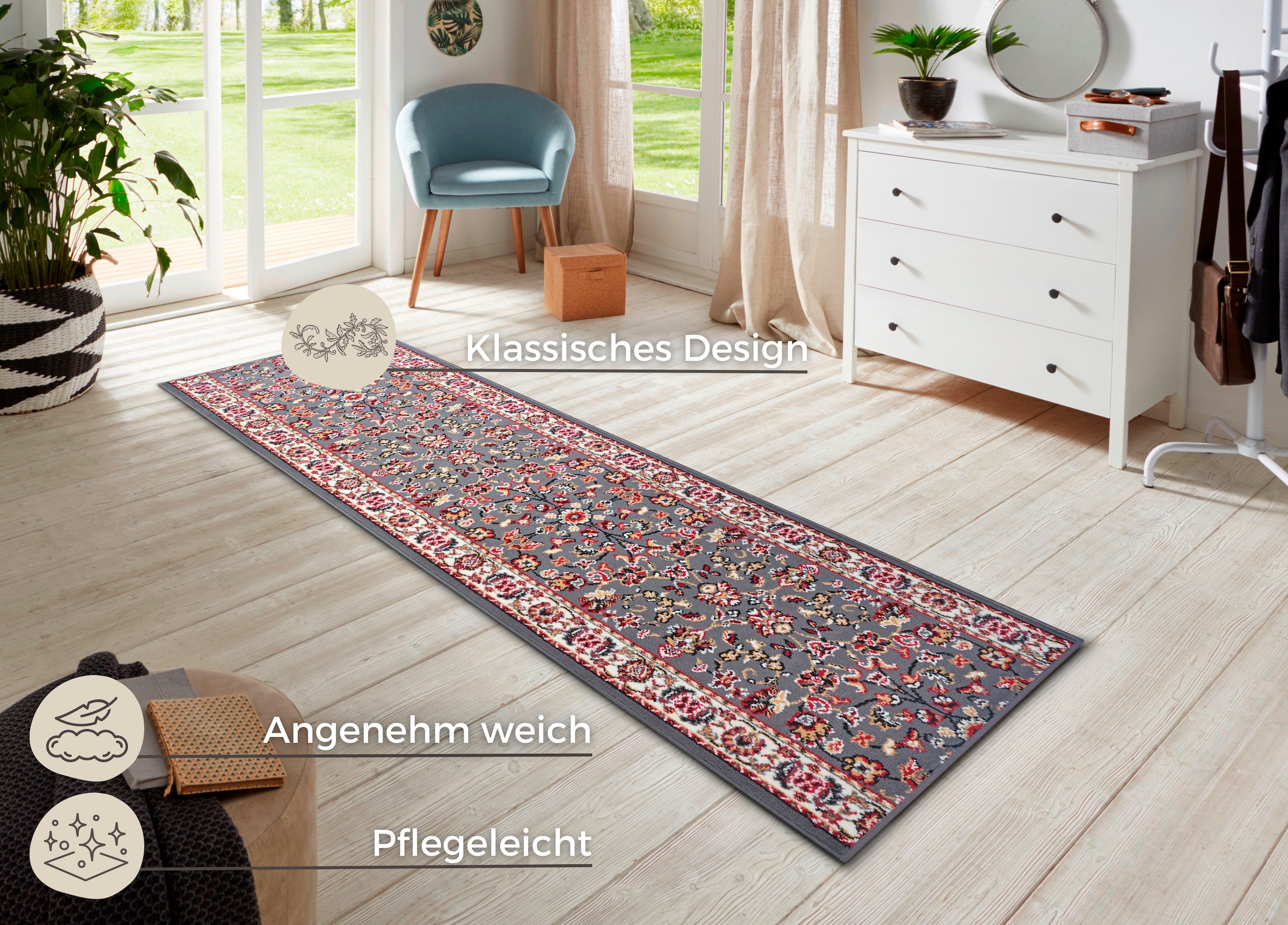 HANSE Home Läufer »Vintage«, rechteckig, Teppichläufer, Kurzflor, Teppich, Vintage, Retro, Flur, Schlafzimmer