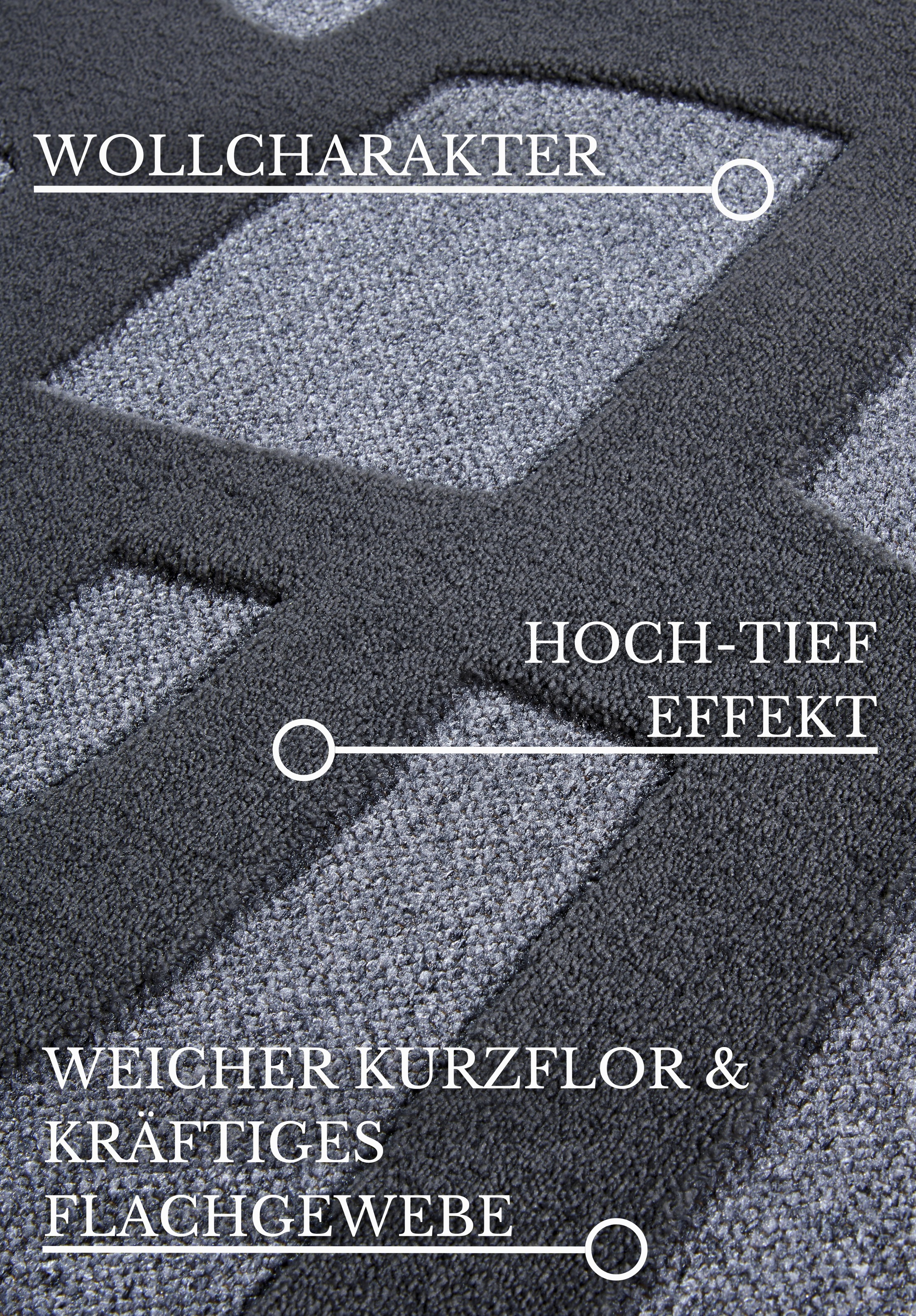 Villeroy & Boch Teppich »Therese«, rechteckig, 5,5 mm Höhe, Wohnzimmer, Schlafzimmer, Modern, Hoch-Tief Effekt, Flur
