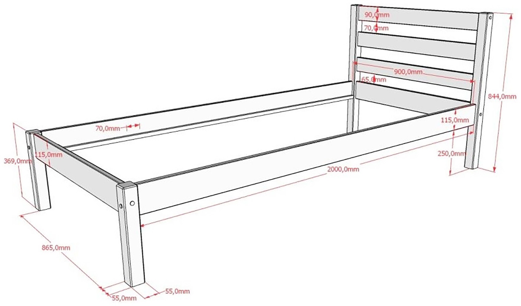 Vipack Hochbett »mit 2 Liegeflächen 140+90/200 Made in Europe, Kiefer massiv weiß« (B/H/T ca.209,4x190x214,7cm) Leiter schräg angestellt, stabil gebaut,  Raum unter dem Bett kann genutzt werden, Einzelbett separt stellbar