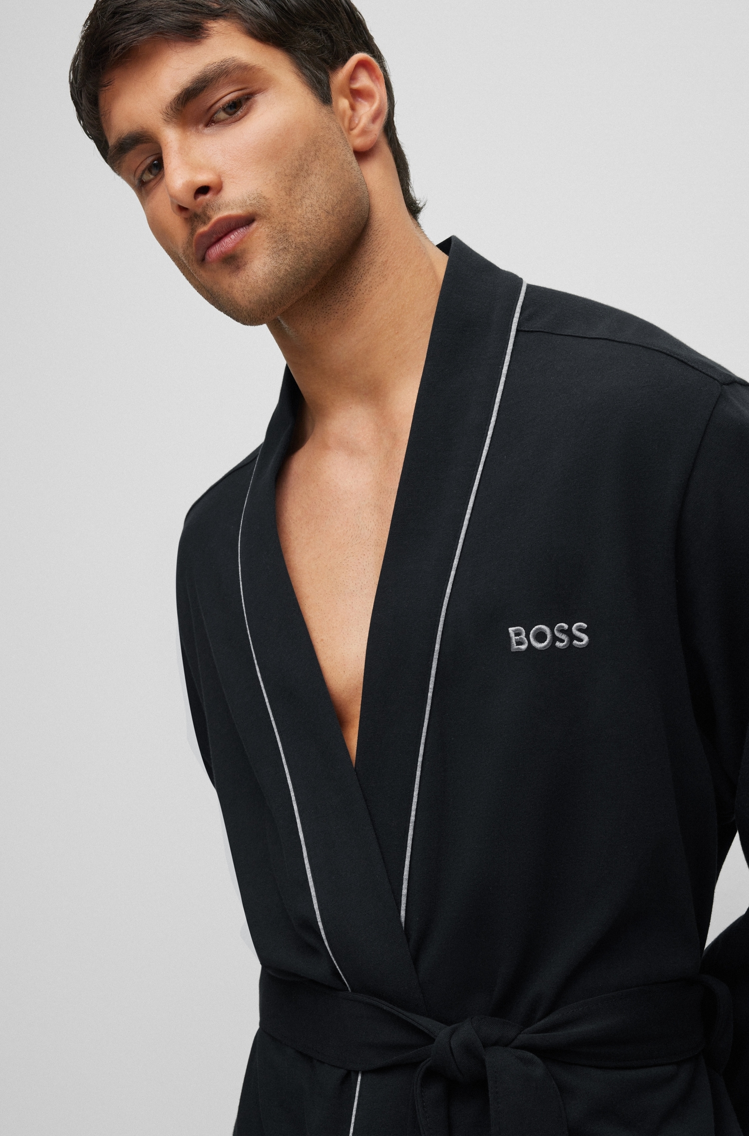 BOSS Morgenmantel »Kimono BM«, mit Logostickerei