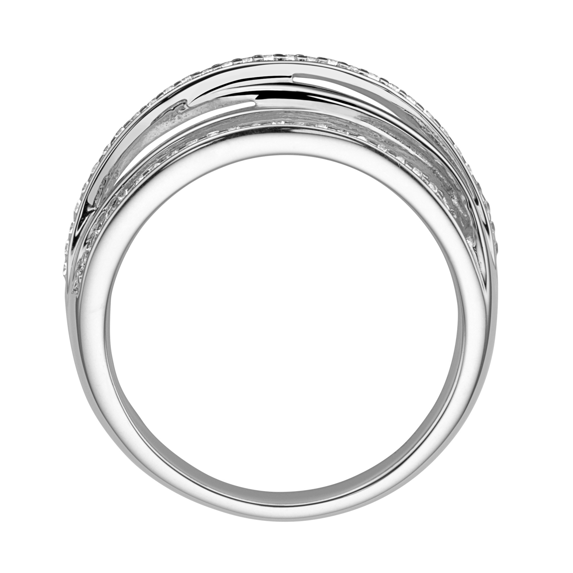 Smart Jewel Fingerring »Ring verschlungen mit Zirkonia Steinen, Silber 925«