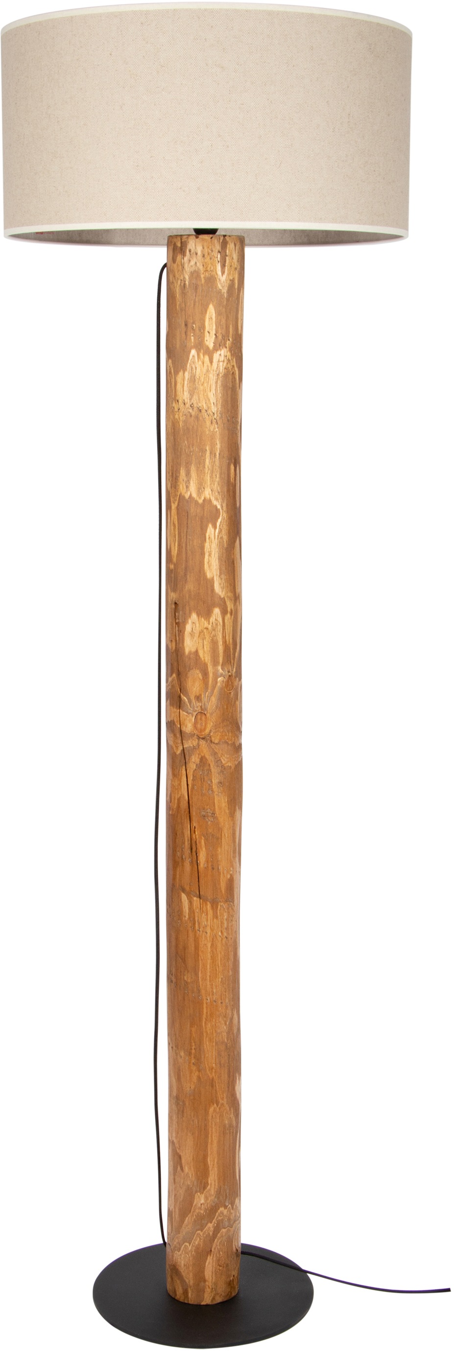 OTTO products Stehlampe »Emmo«, E27, 1 St., Hochwertiger Leinen-Baumwoll Lampenschirm, aus Massivholz, Naturprodukt mit FSC®-Zertifikat, geeignet für LM E27 - exklusive, Made in Europe