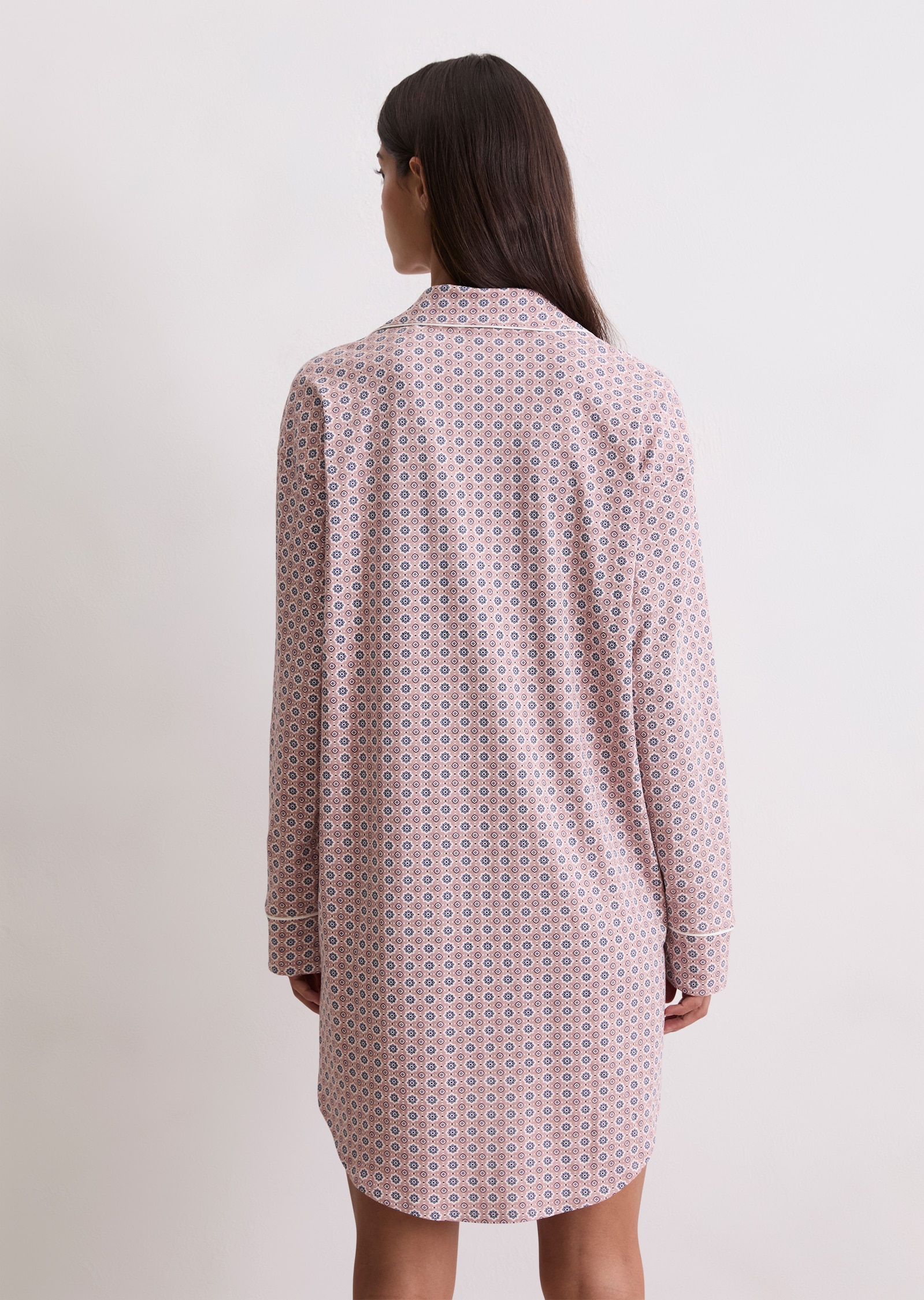 Marc O'Polo Nachthemd »Mix N Match Cotton«, Knopfleiste, Langarm, Baumwolle, weich, Kragen mit V-Ausschnitt