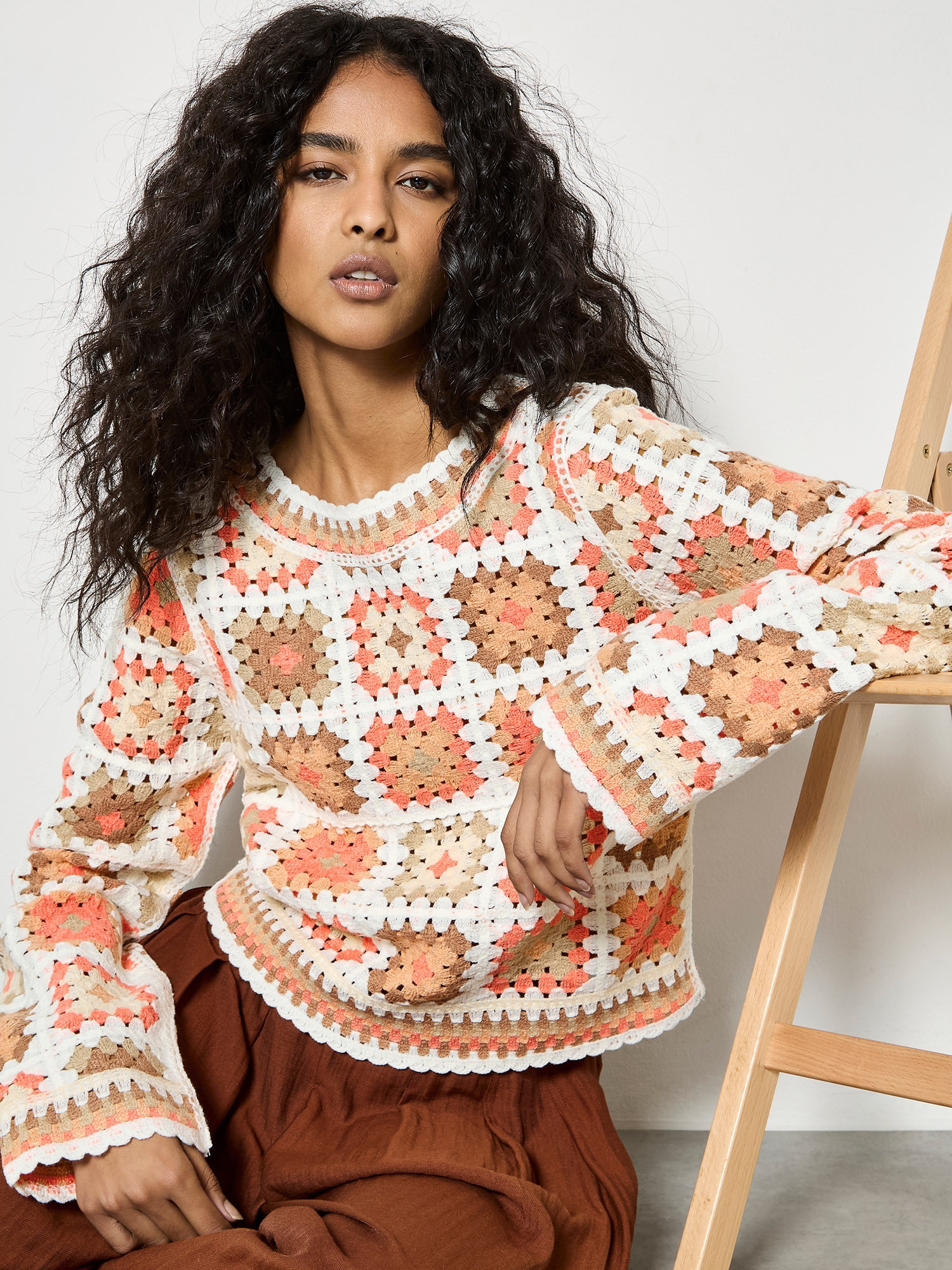 Apricot Strickpullover »Pullover« mit Häkelquadraten