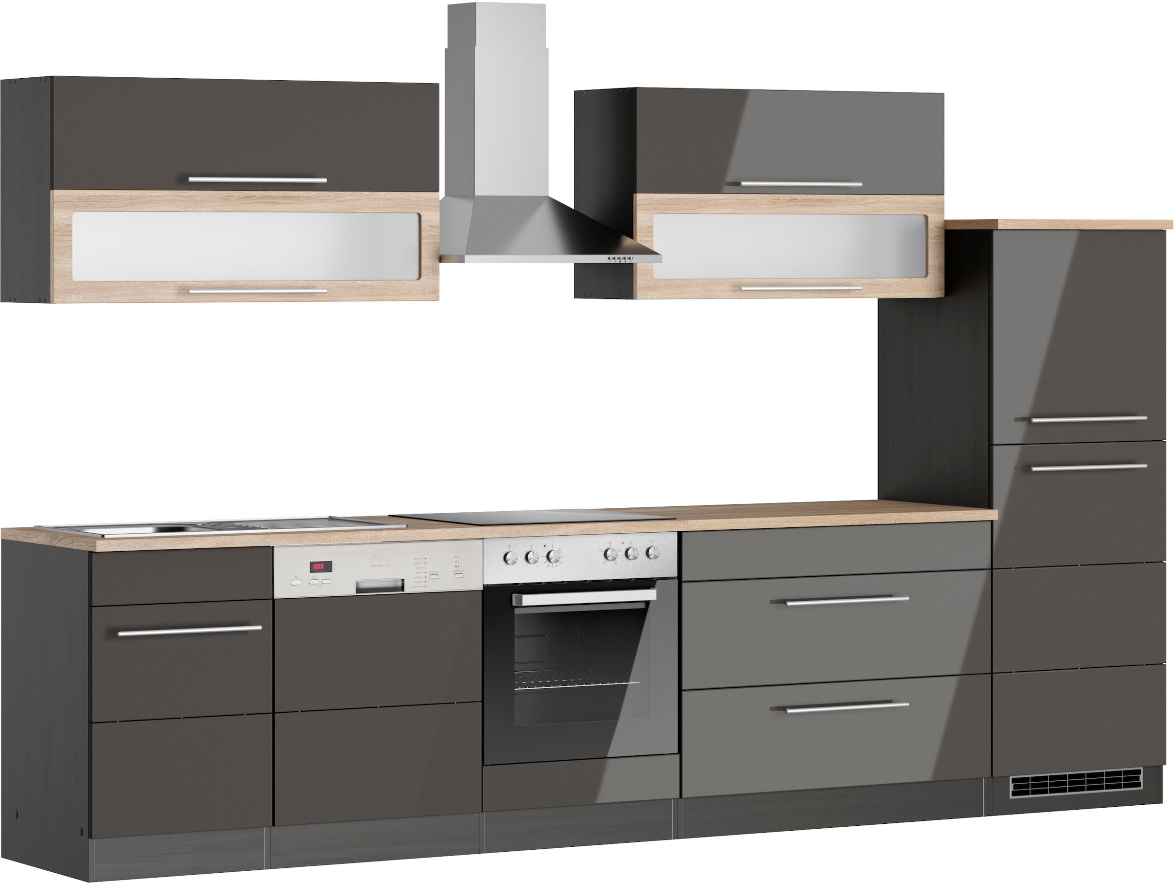 KOCHSTATION Küchenzeile »KS-Wien« Breite 330 cm, wahlweise mit E-Geräten