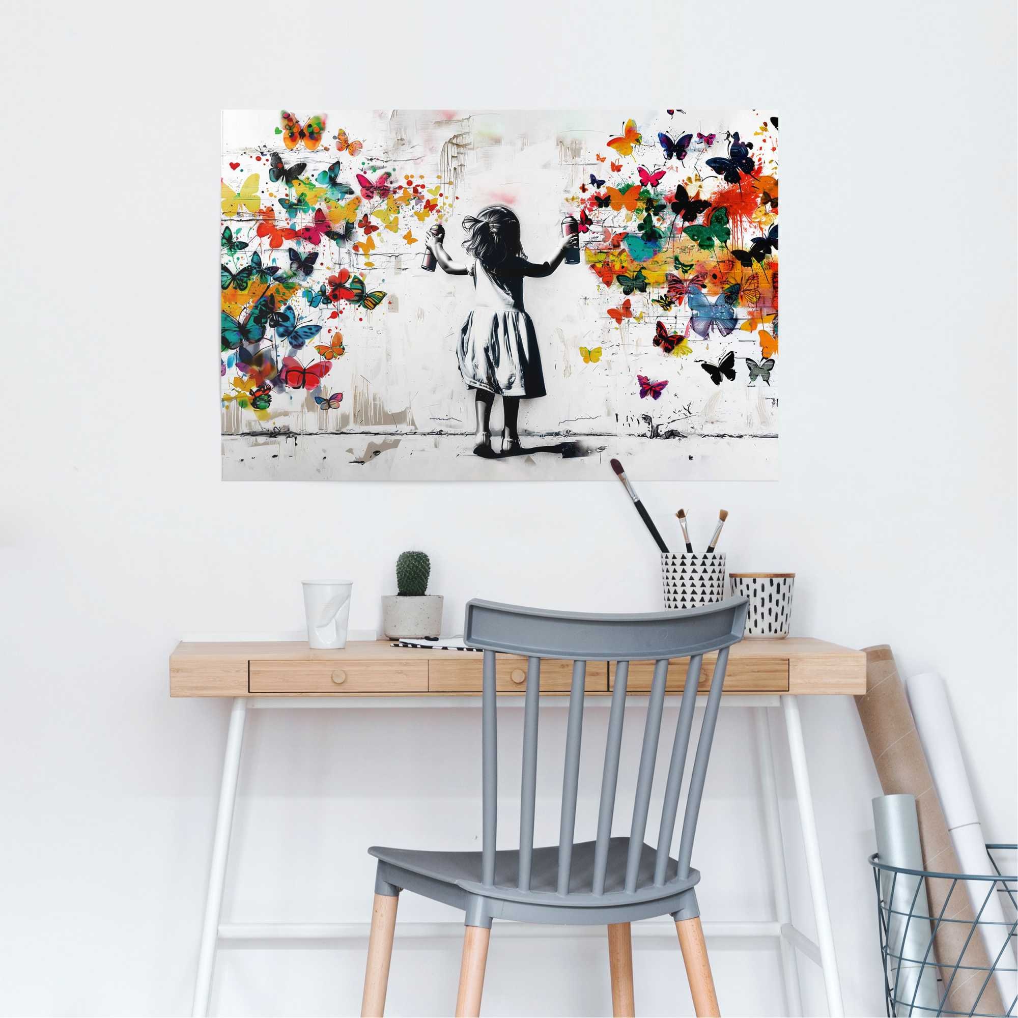 Reinders! Poster »Wolke von Schmetterlingen« Kinderzimmer - Mehrfarbig - 150 gr.  Papier - Street Art - 91,5x61 cm