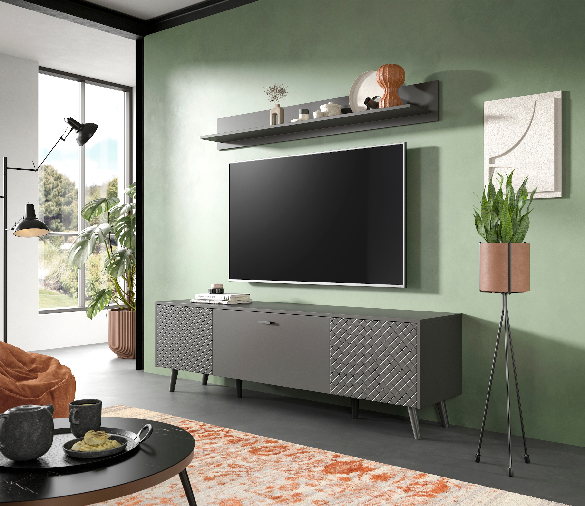 Home affaire Wandboard »RHOMBUS, Breite 160 cm« 1 Stk. tlg. Wandregal, Wandboard, Wohnzimer, Esszimmer