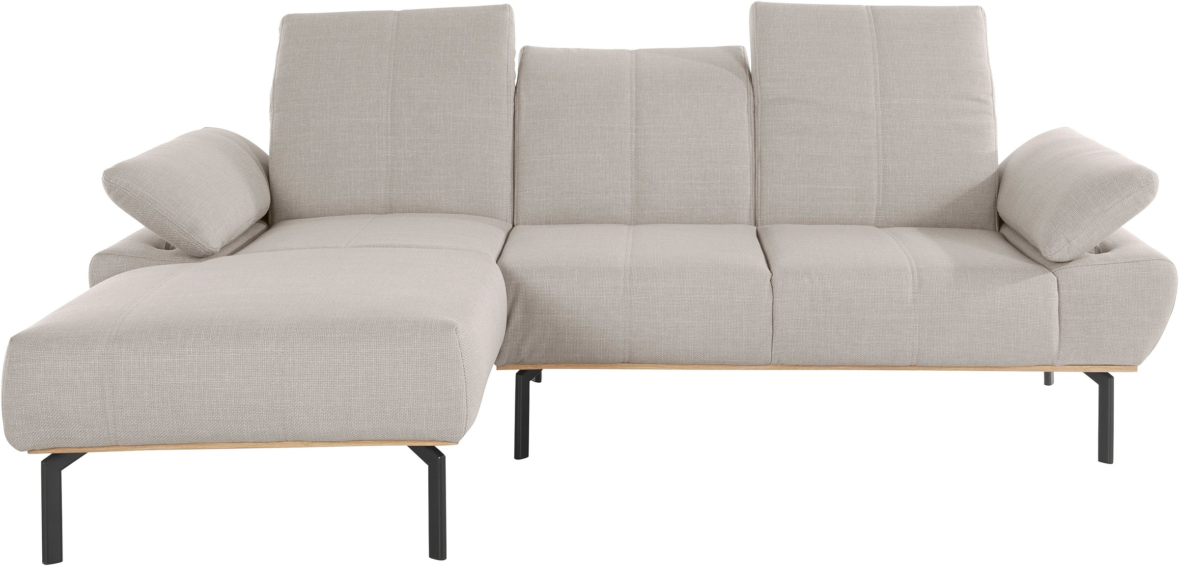 Places of Style Ecksofa »Ryedal«, wahlweise mit oder ohne Sockel in Wildeiche-Optik, mit oder ohne Armteil- und Rückenverstellung