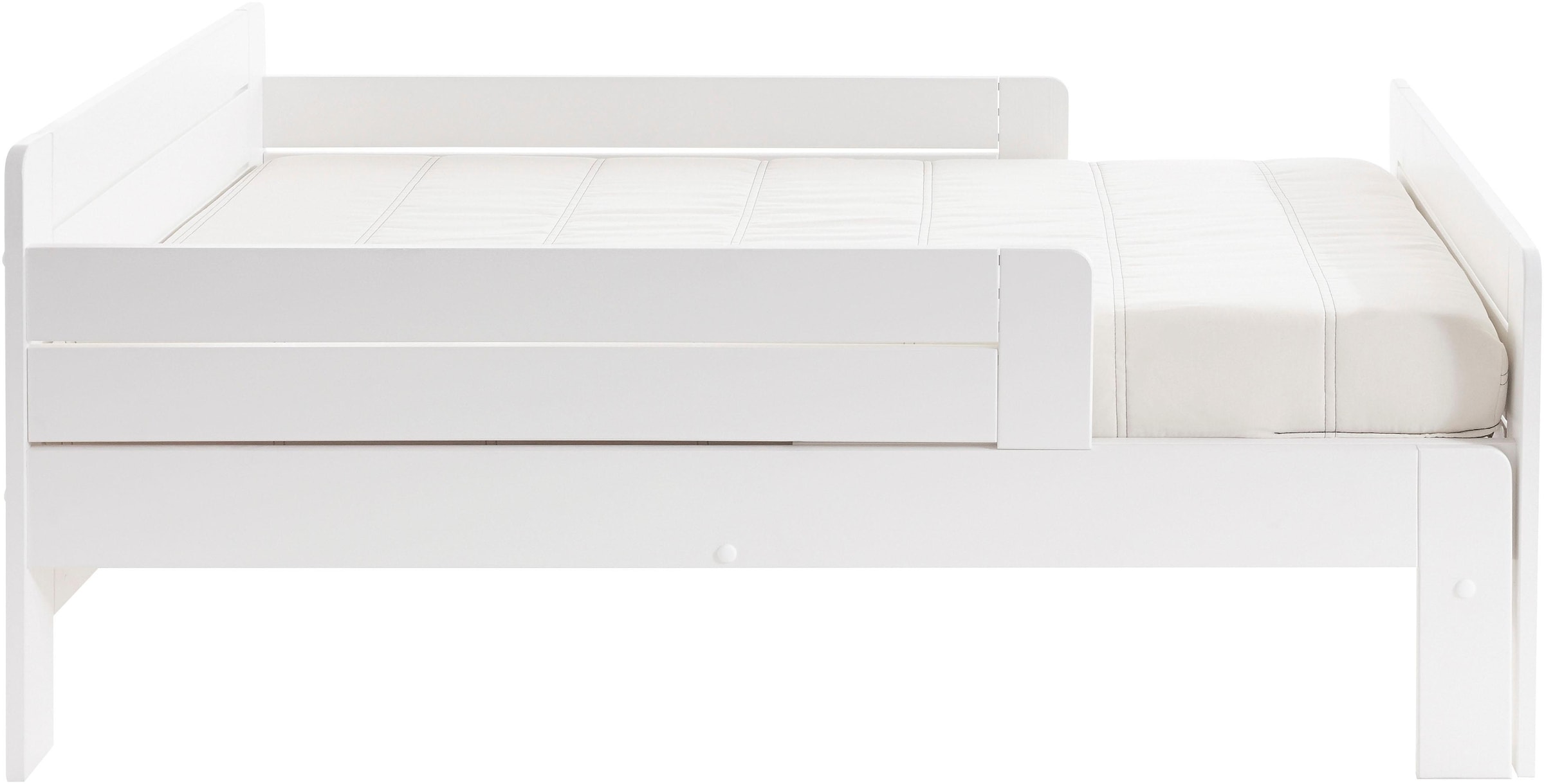 Lüttenhütt Funktionsbett »"LOTTE " Bestseller! Kinderbett mit Rausfallschutz, Schublade optional«, (ausziehbar von 140cm-200cm Länge), Mitwachsend, FSC® zertifiziertes Massivholz