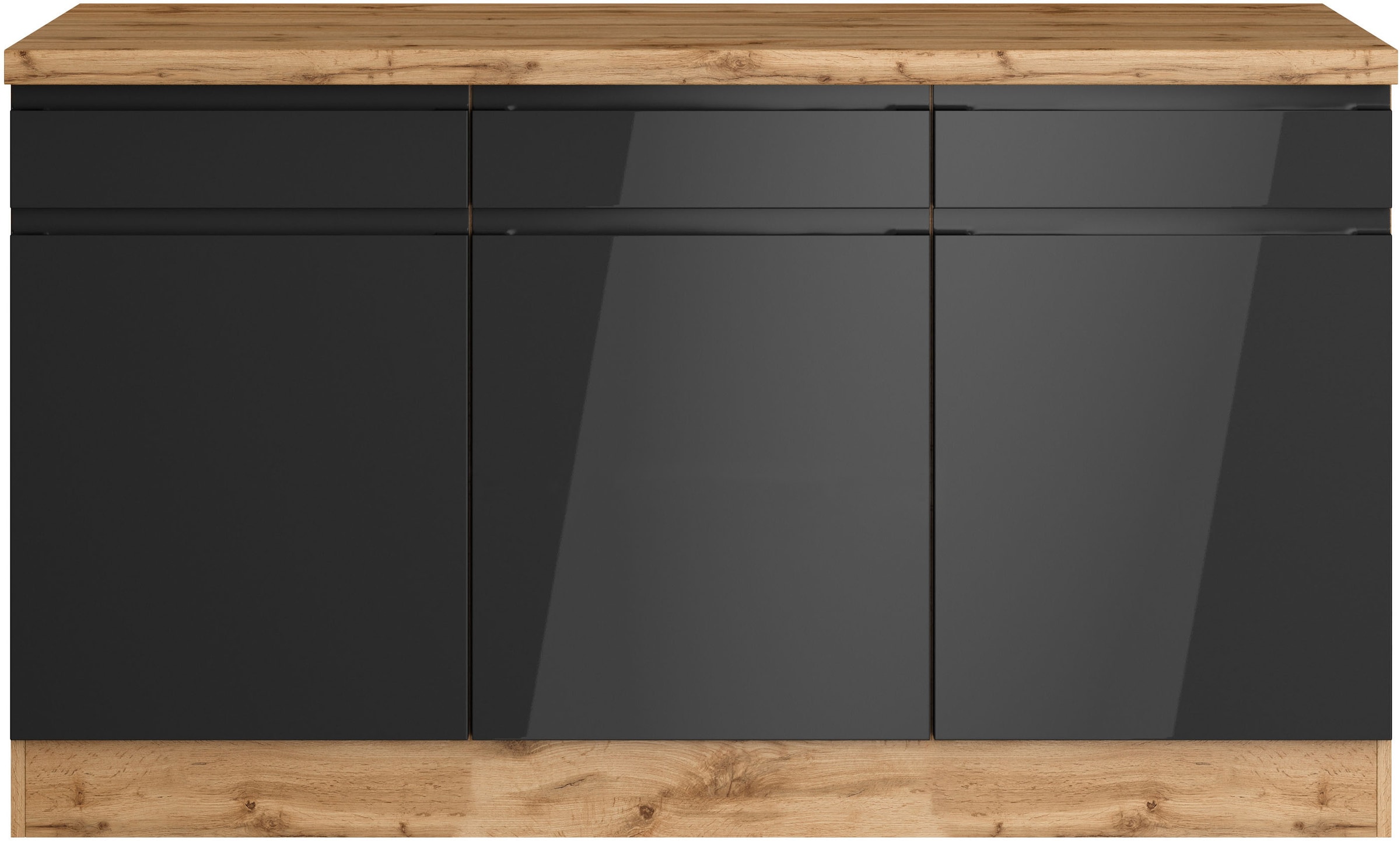 KOCHSTATION Unterschrank »KS-Virginia,neu in verbesserter Ausführung« Stauraum, Softclose,  Breite 150 cm, 3 Türen, Soft-Close-Funktion