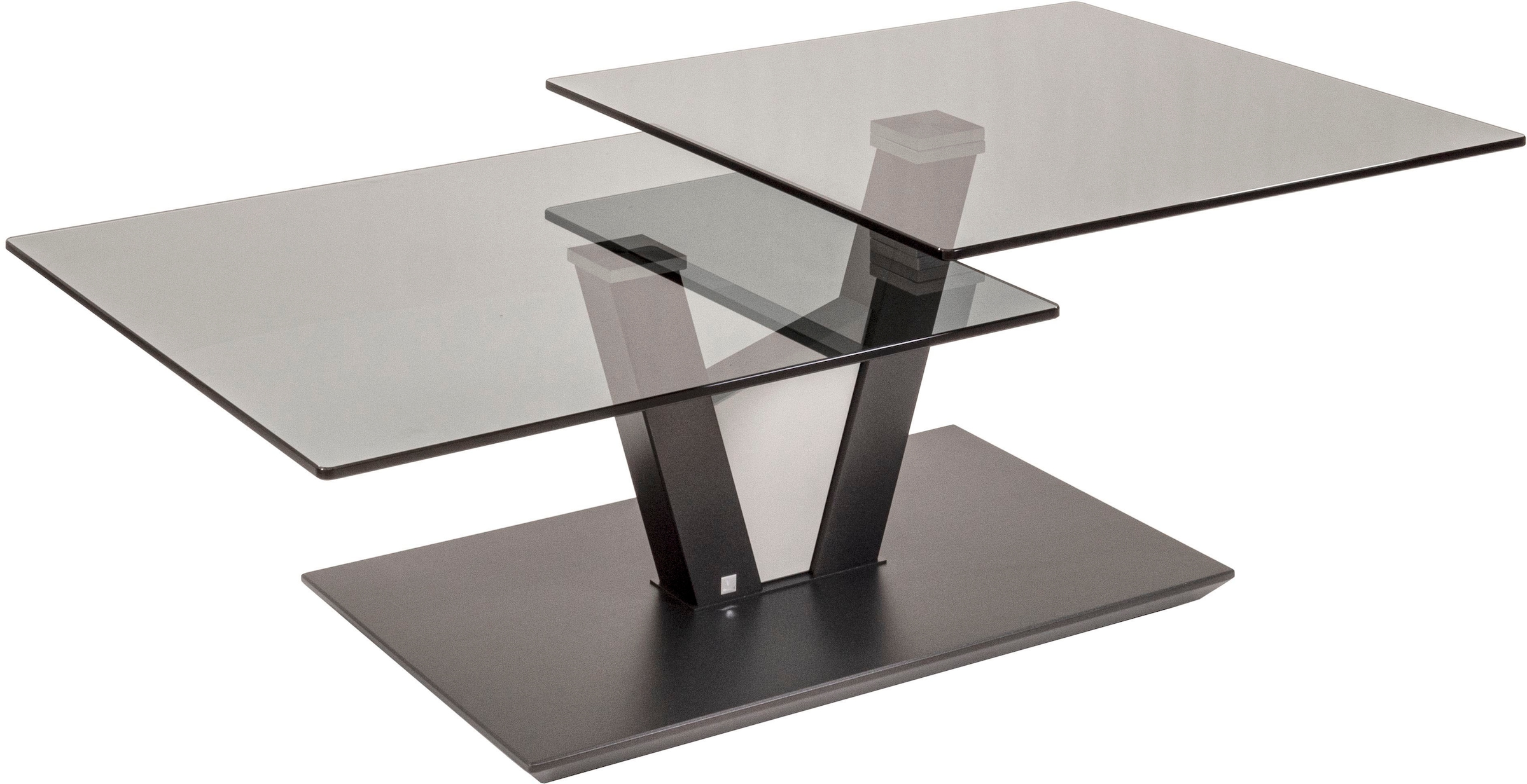 Vierhaus Couchtisch, Glasplatte drehbar, rollbar