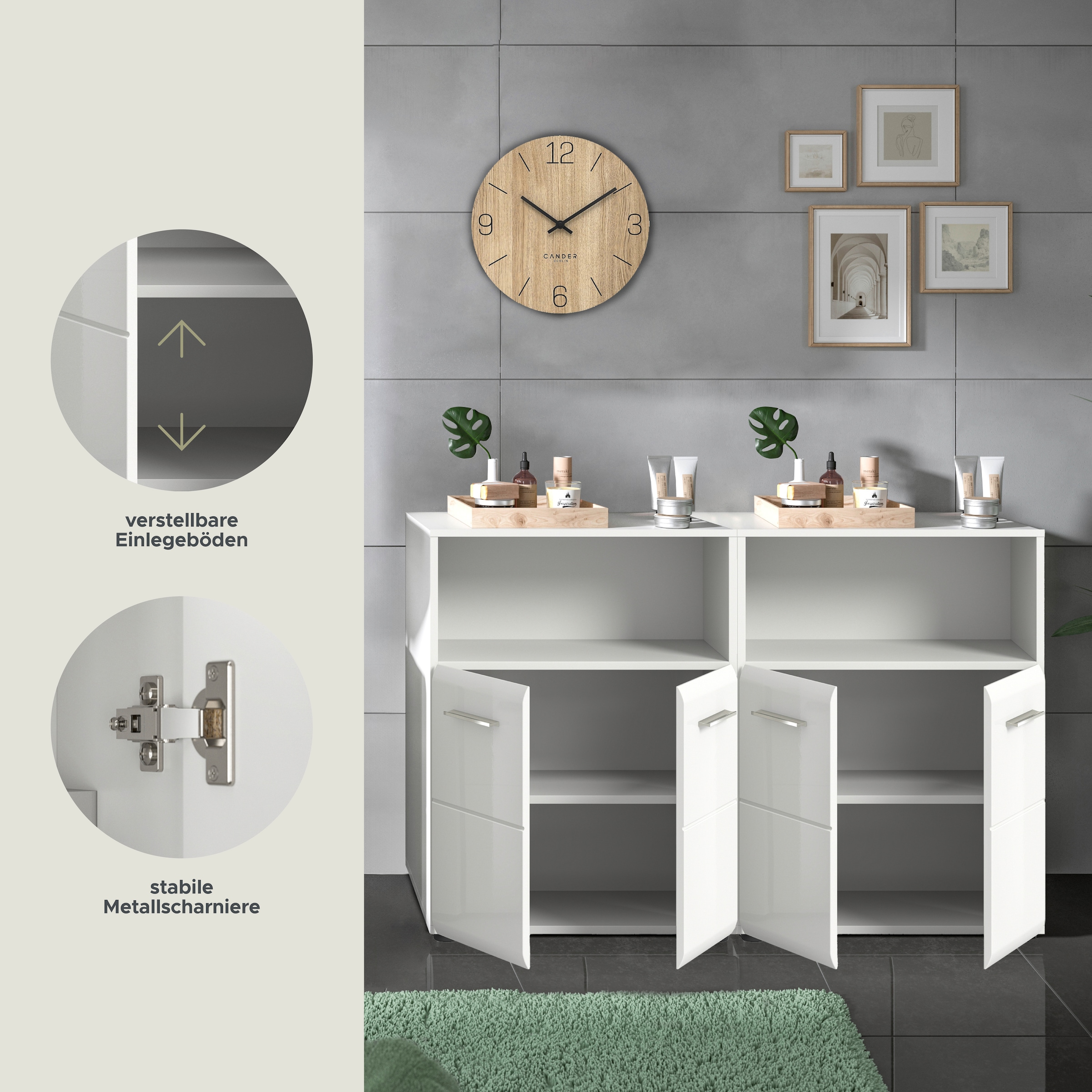INOSIGN Badmöbel-Set »FLORENZ, TOPSELLER!, 2-teilige Badkombination, hochwertige MDF-Front«, (2-teiliges Set bestehend aus: 2 Midischrank breit), Bad-Kombination, Bad-Möbel, Badezimmer, Kombination, Kombi