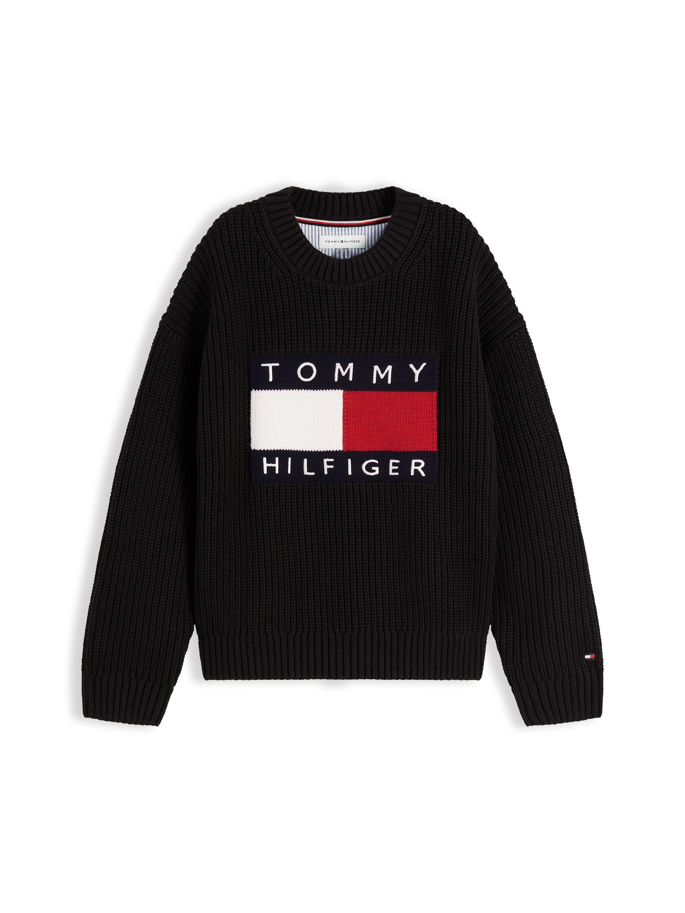 Tommy Hilfiger Strickpullover »HERITAGE FLAG« Rundhalsausschnitt, Rippstrick, Kinder bis 16 Jahre