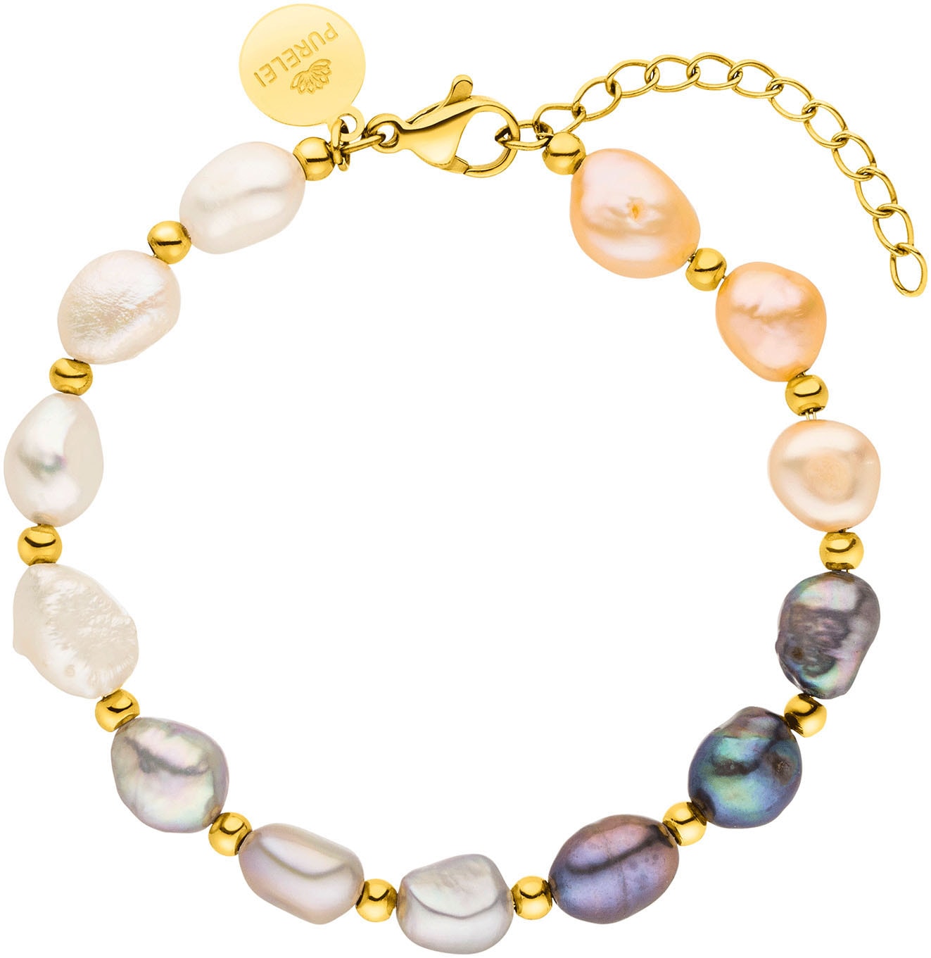 Purelei Damen Armband »Schmuck Geschenk Pearly Armkette« mit Süßwasserzuchtperle in goldfarben, Größe 19 cm