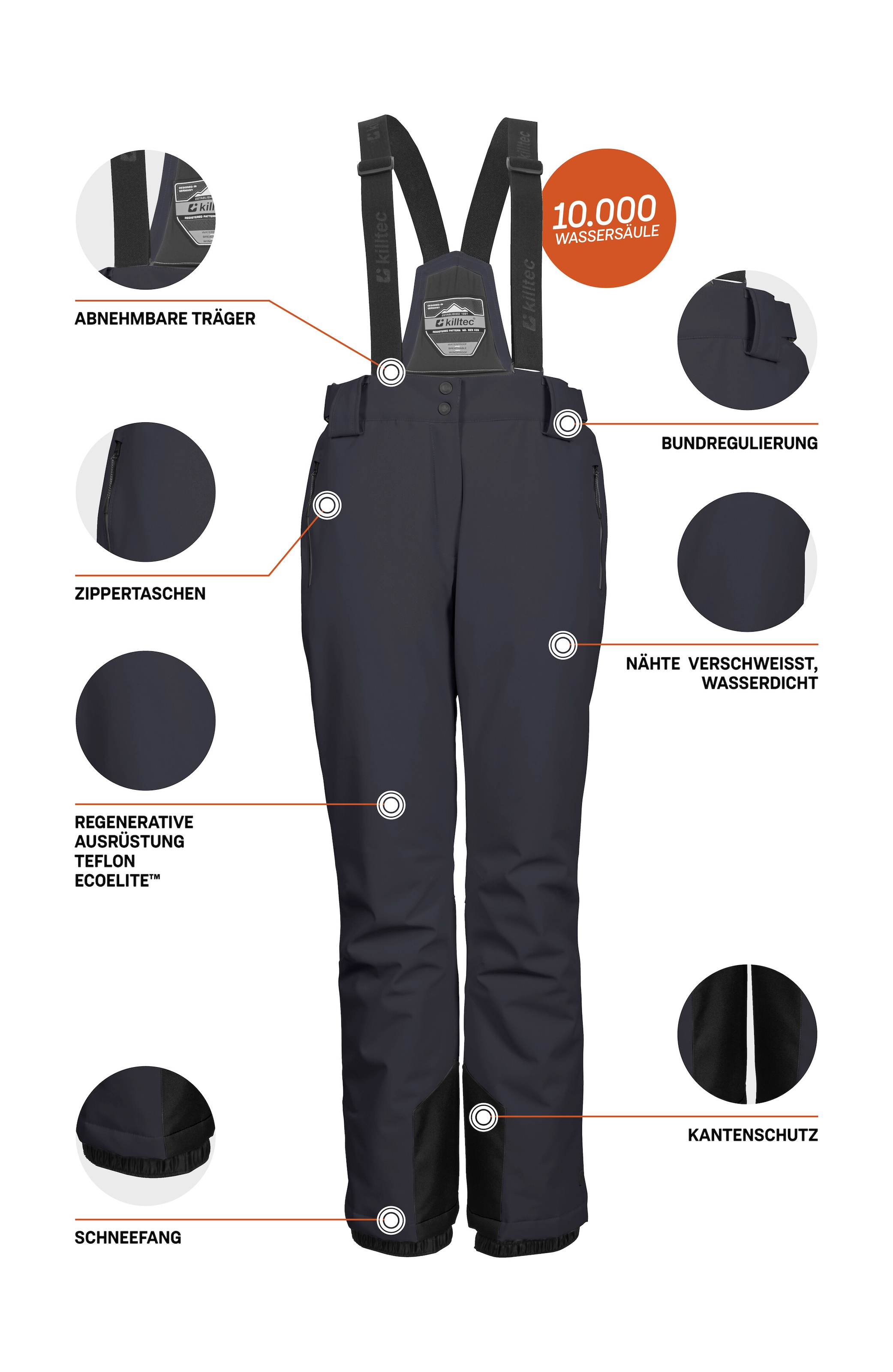 Killtec Skihose »KSW 249 WMN SKI PNTS«  Wasser- und winddicht, abnehmbare Träger, verstellbare Taille