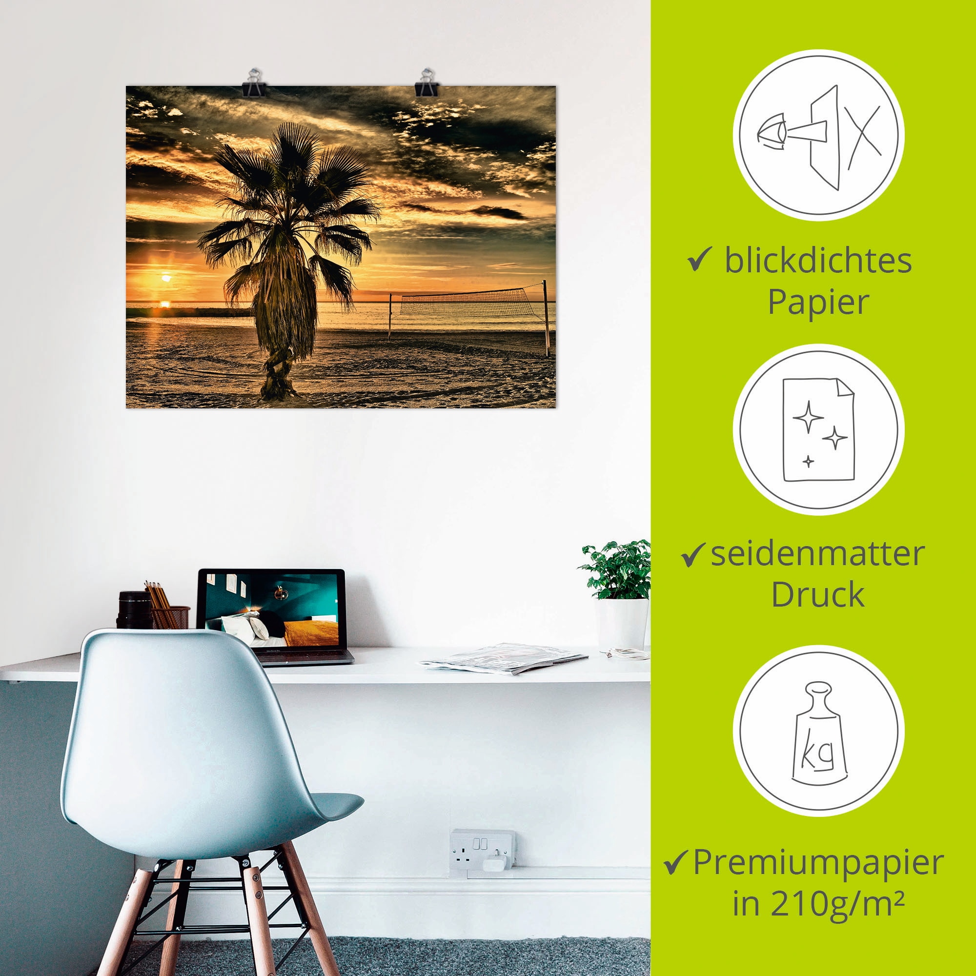 Artland Wandbild »Palme bei Sonnenuntergang«, Sonnenaufgang & -untergang, (1 St.), als Leinwandbild, Poster in verschied. Größen