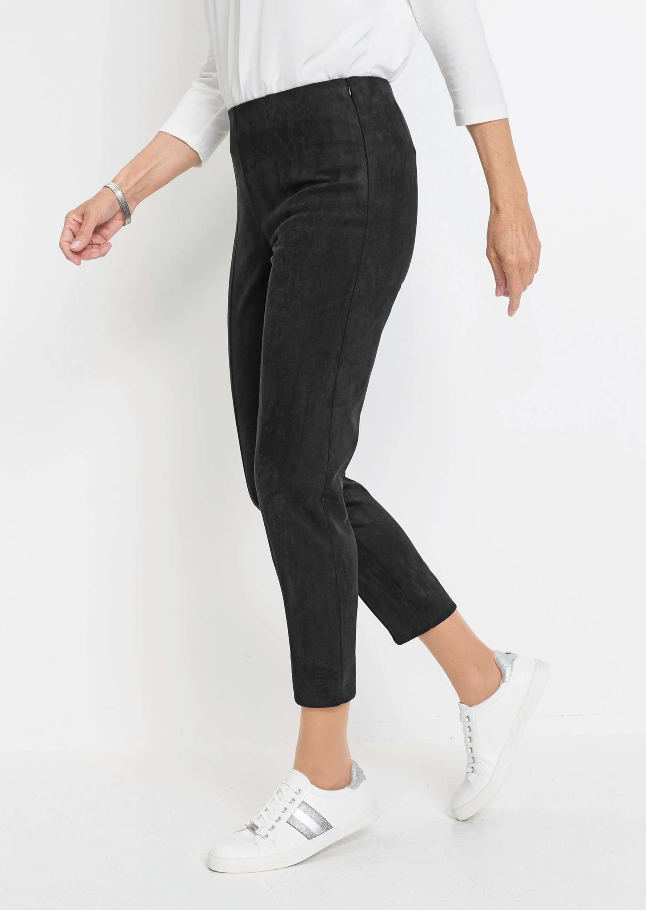 GOLDNER 2-in-1-Hose »Moderne Leggings in trendigem Velourslederimitat«
