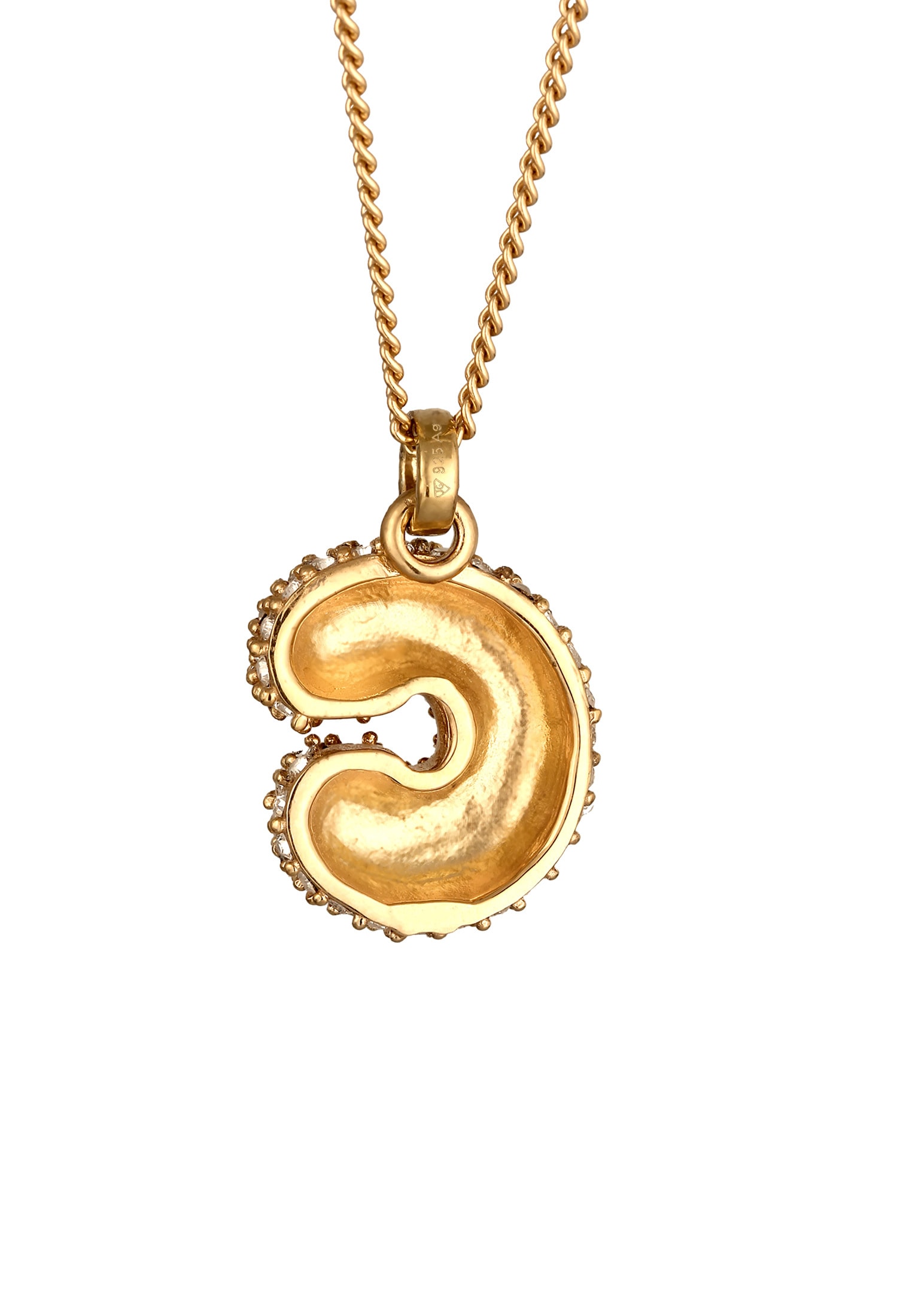 Elli Kette mit Anhänger »Halskette Buchstabe C Glas Kristalle Weiß 925 Sterling Silber vergoldet«