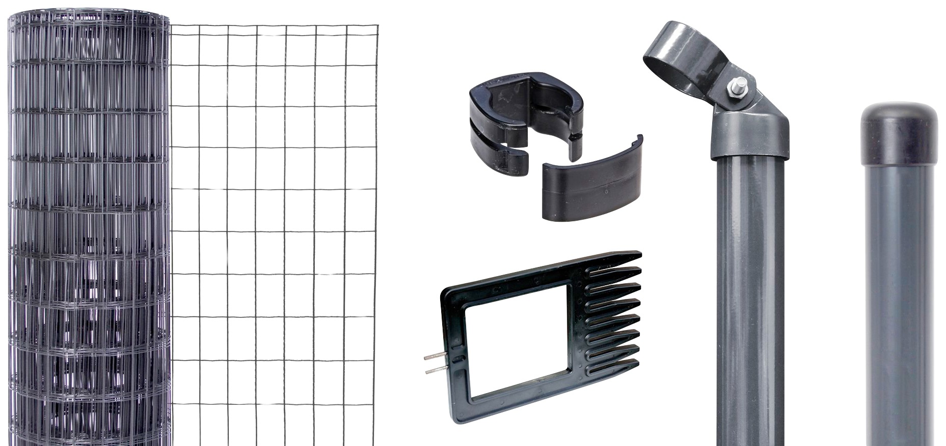 Alberts Schweißgitter »Fix-Clip Pro®«, (Set), 122 cm hoch, 25 m, anthrazit beschichtet, zum Einbetonieren