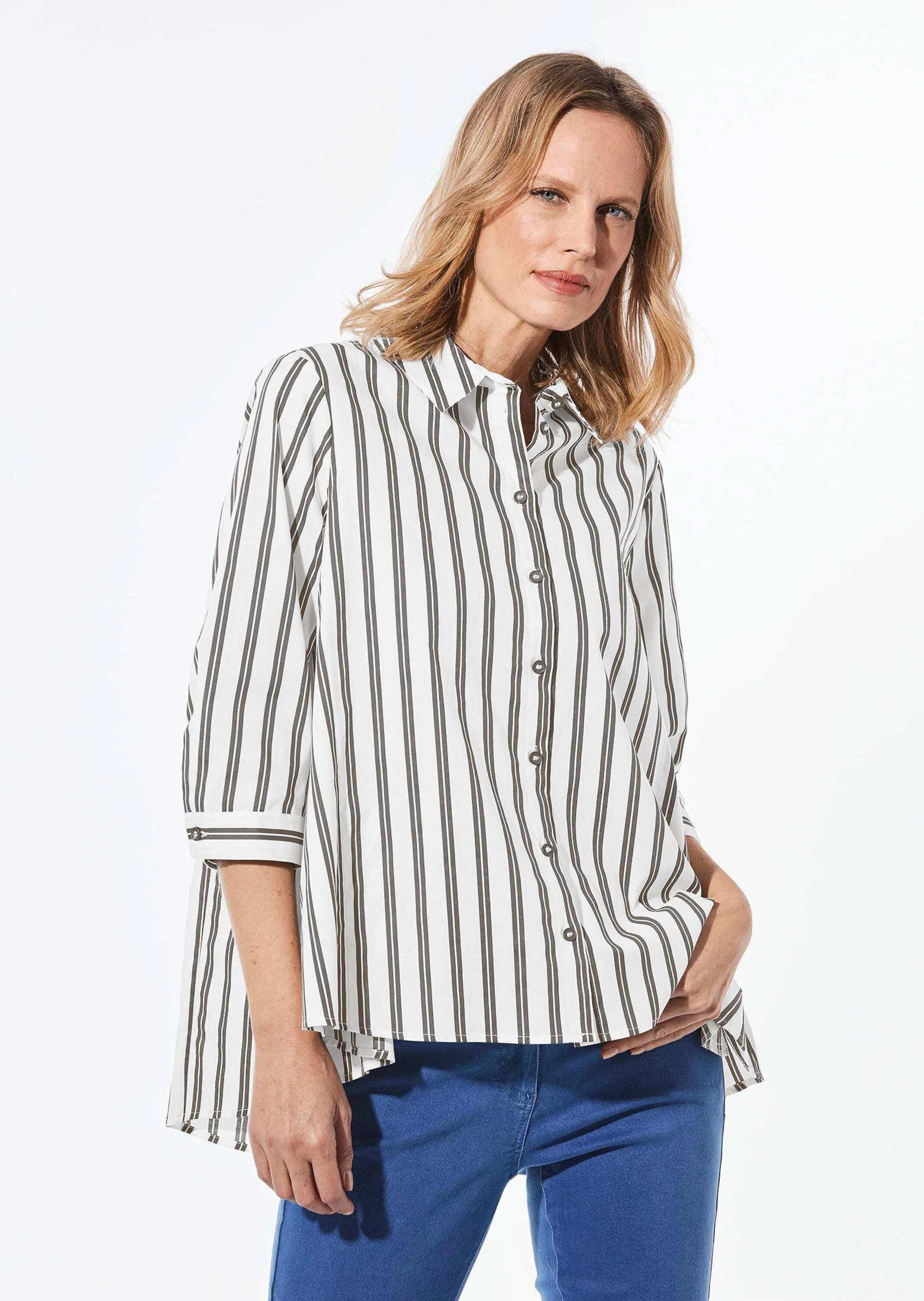 GOLDNER Kurzarmbluse »Kurzgröße Schlichte Baumwoll-Bluse mit 3/4-Arm«