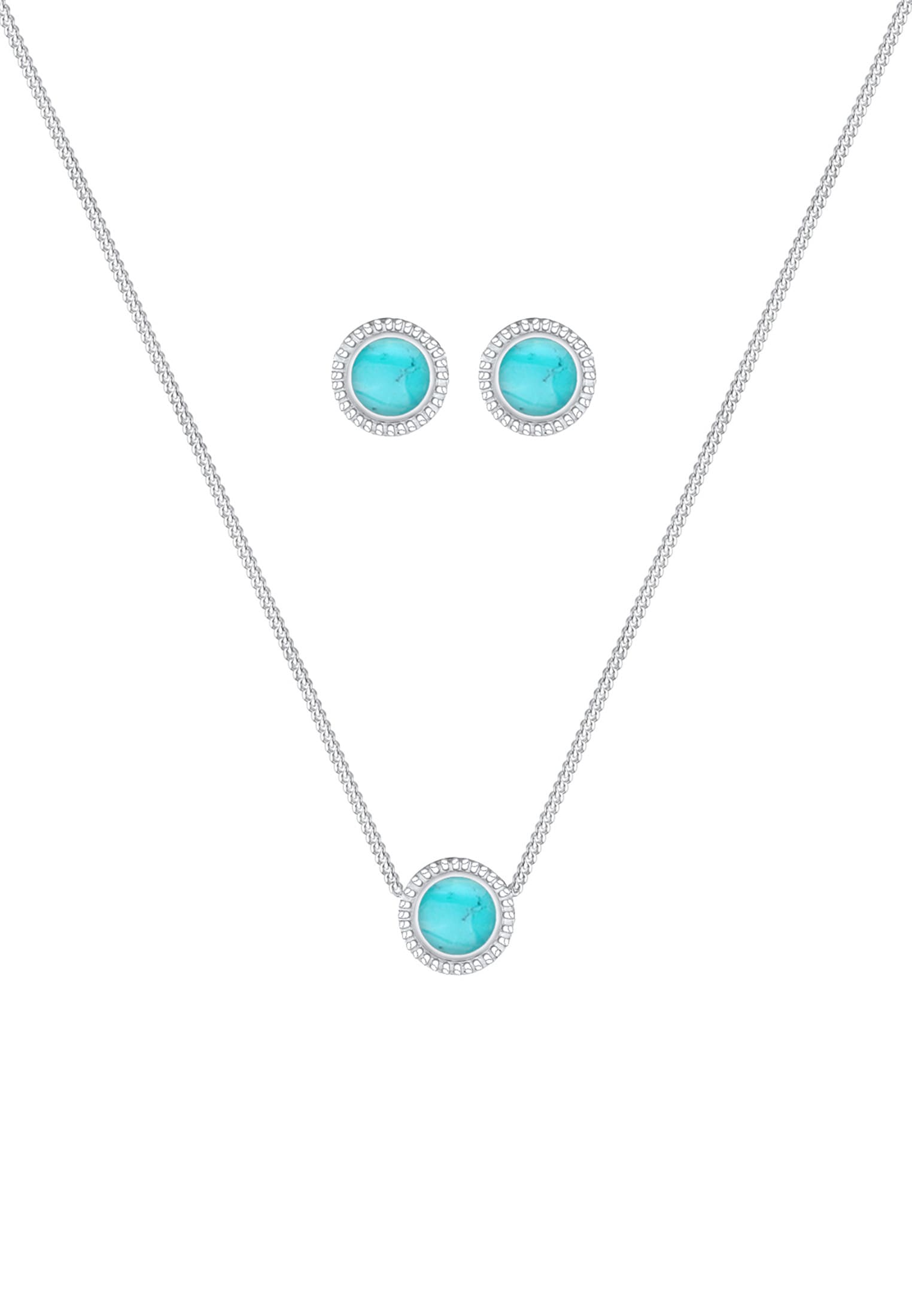 Elli Ohrring und Ketten Set »Schmuckset Vintage Boho Howlith Türkis 925 Sterling Silber«