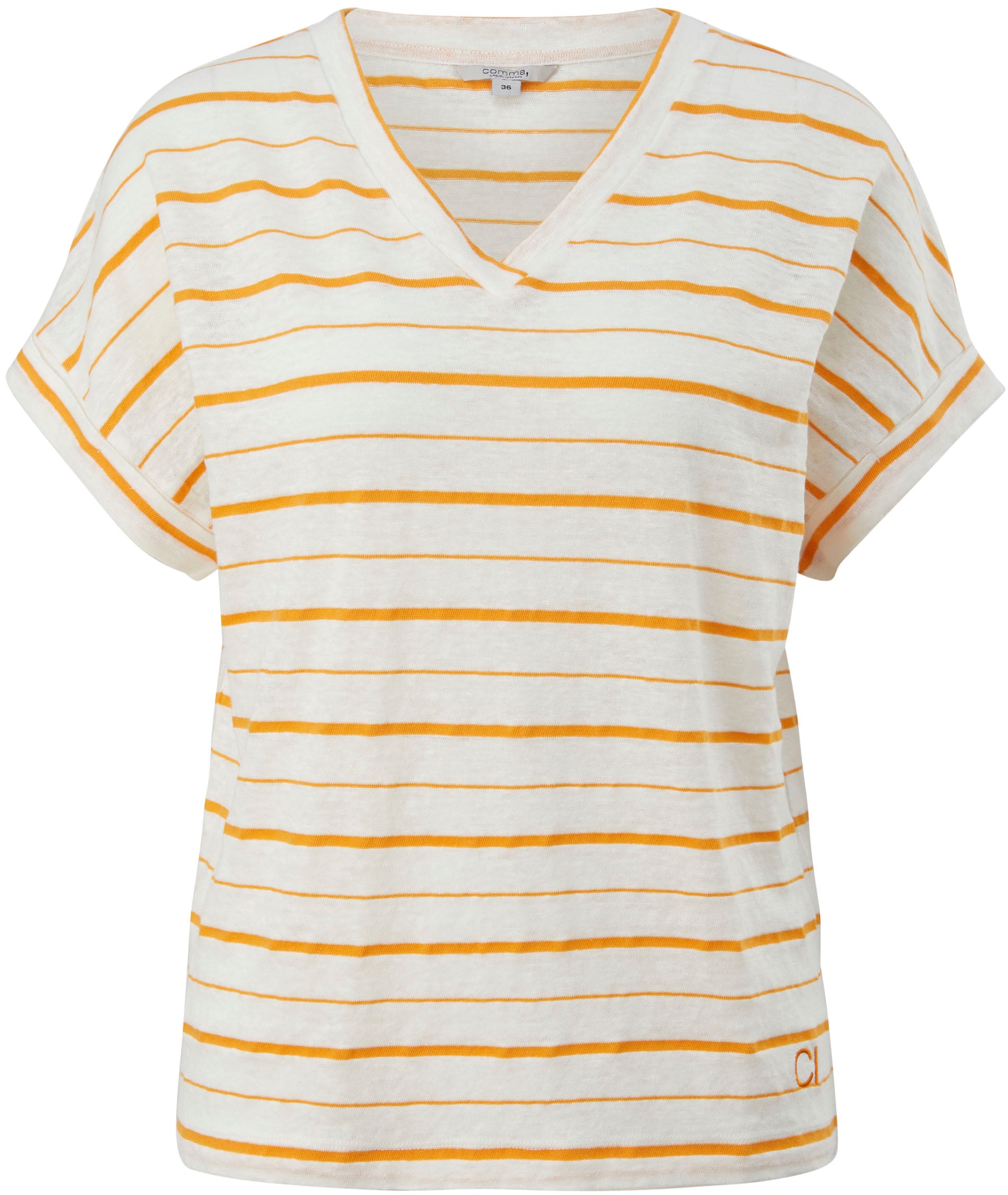 Comma V-Shirt, in Streifenoptik, aus sommerlichem Leinen kaufen bei OTTO