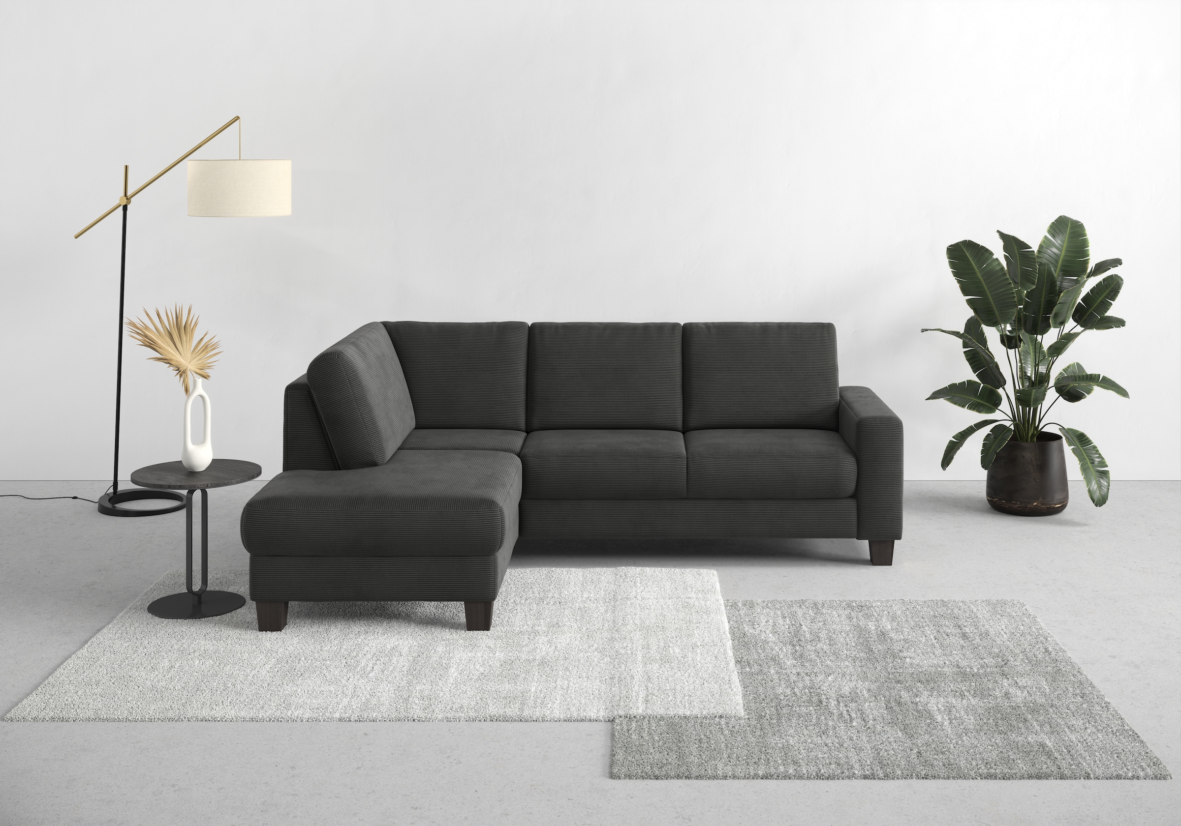 Home affaire Ecksofa »Summer L-Form« mit Ottomane, mit oder ohne Bettfunktion und Bettkasten, Cord-Bezug