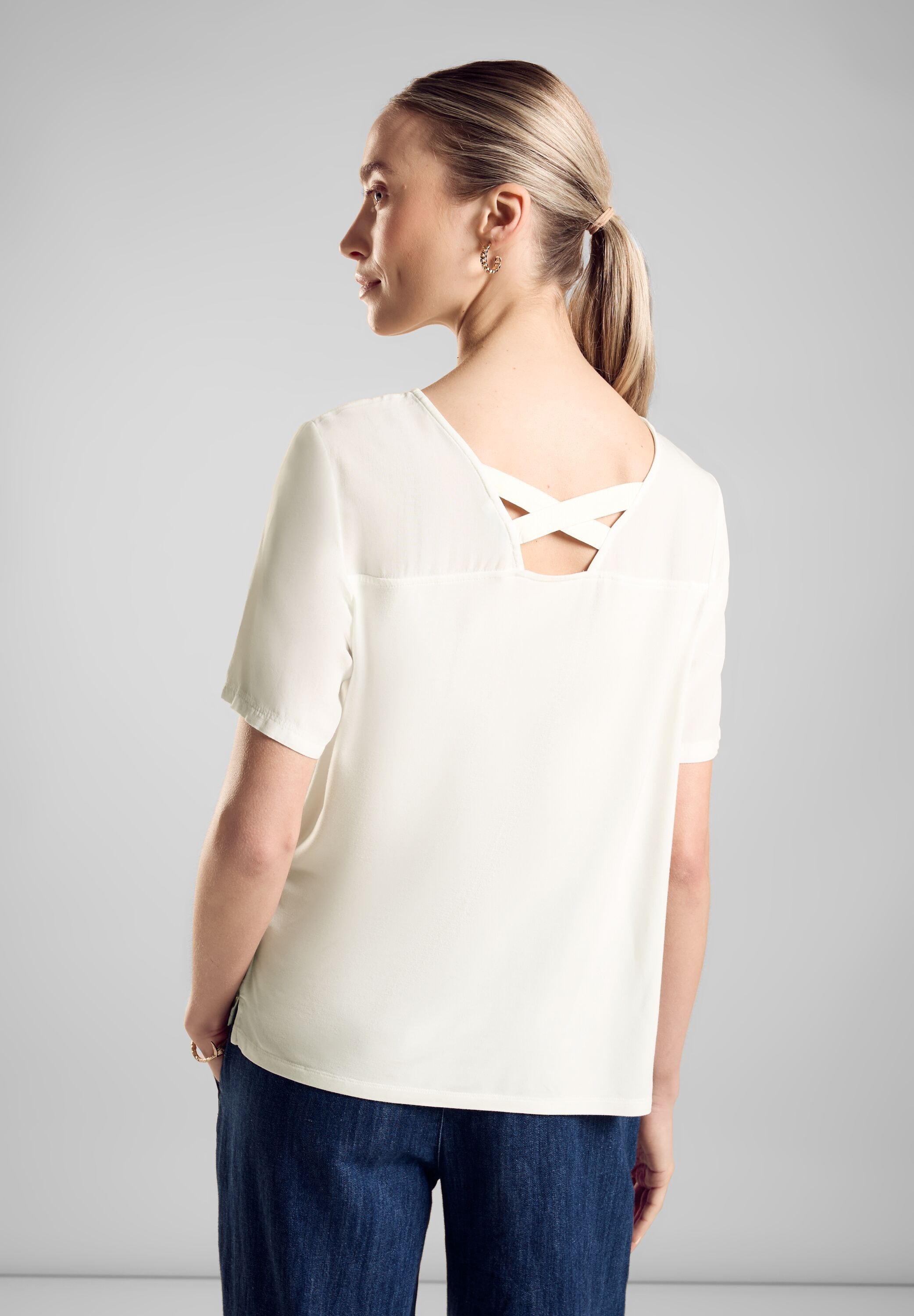 STREET ONE Rundhalsshirt, mit Bändern am Rücken