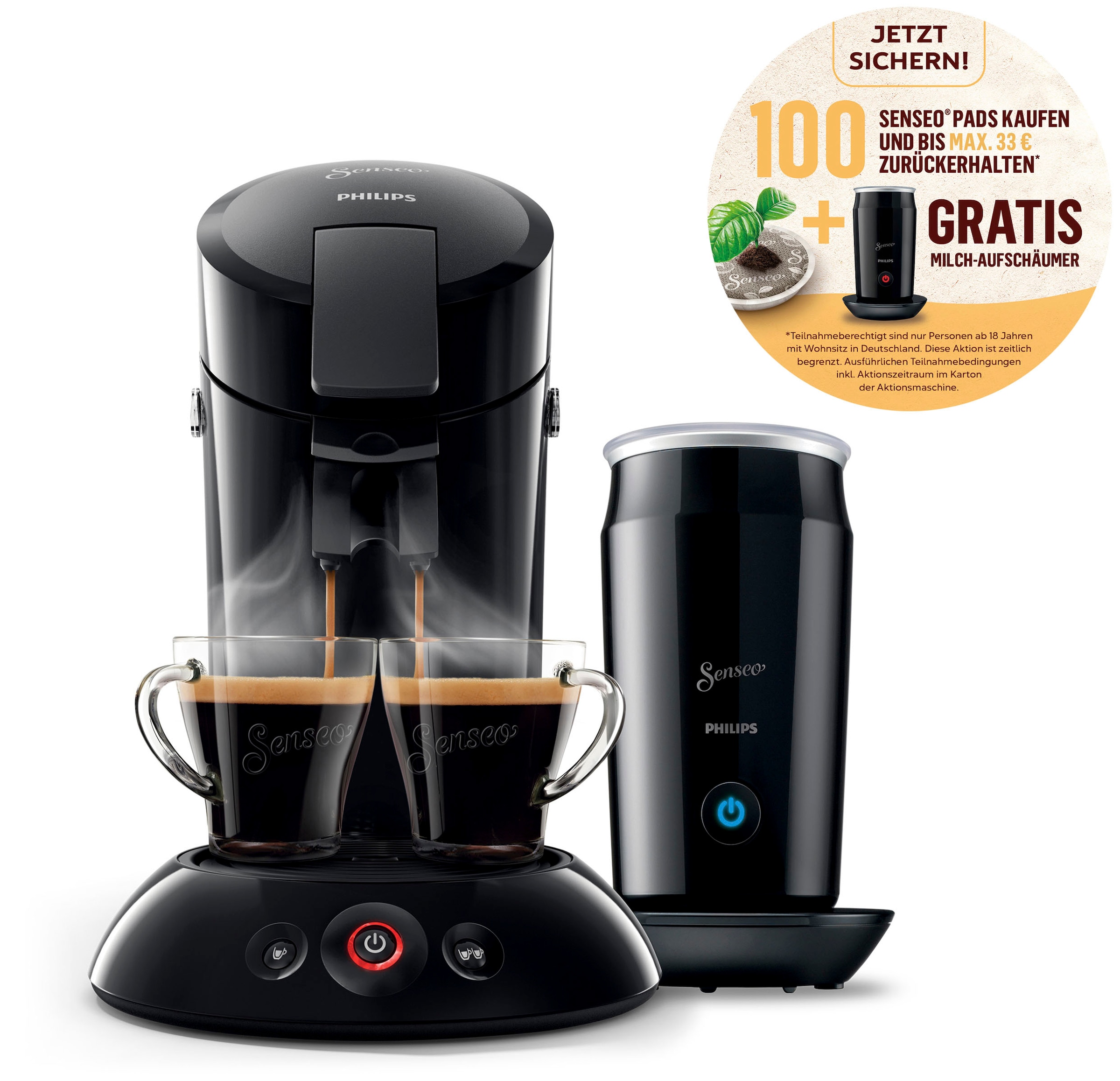 Philips Senseo Kaffeepadmaschine OTTO UVP € im Milchaufschäumer Wert jetzt inkl. bei »Original 79,99 online von HD6553/65«