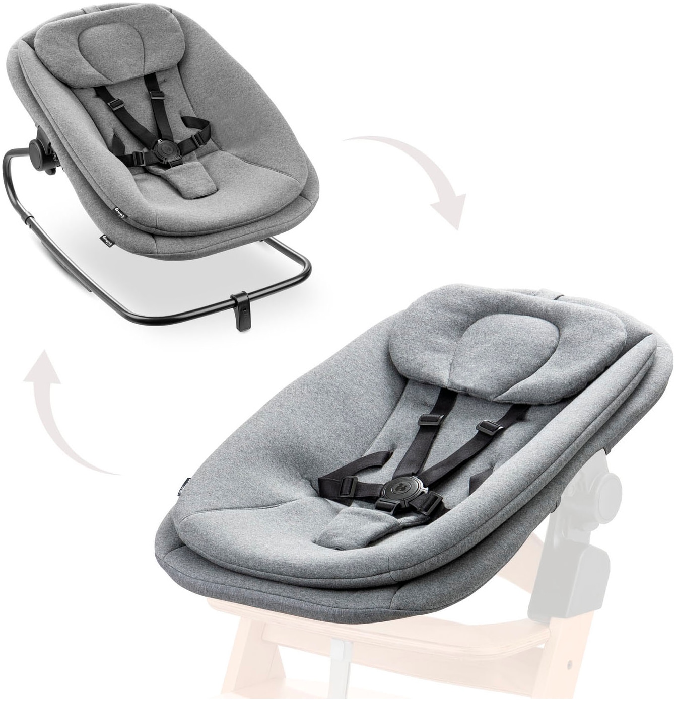 Hauck Babywippe »Highchair Bouncer, Dark Grey Melange« bis 9 kg für Alpha+, Beta+, Arketa