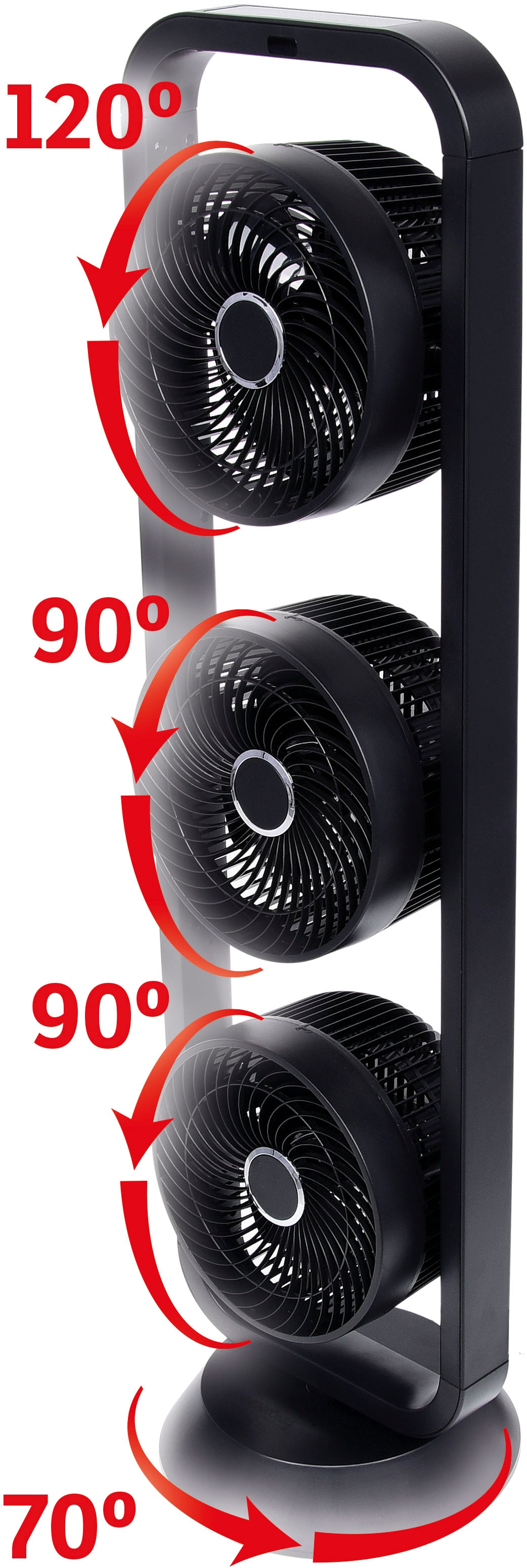 Sonnenkönig Standventilator »Vind 3 schwarz, Leistung 105W, Fernbedienung, Touch-Funktion,«, 3 Geschwindigkeitsmodi. Oszillation horizontal und vertikal, 7h Timer