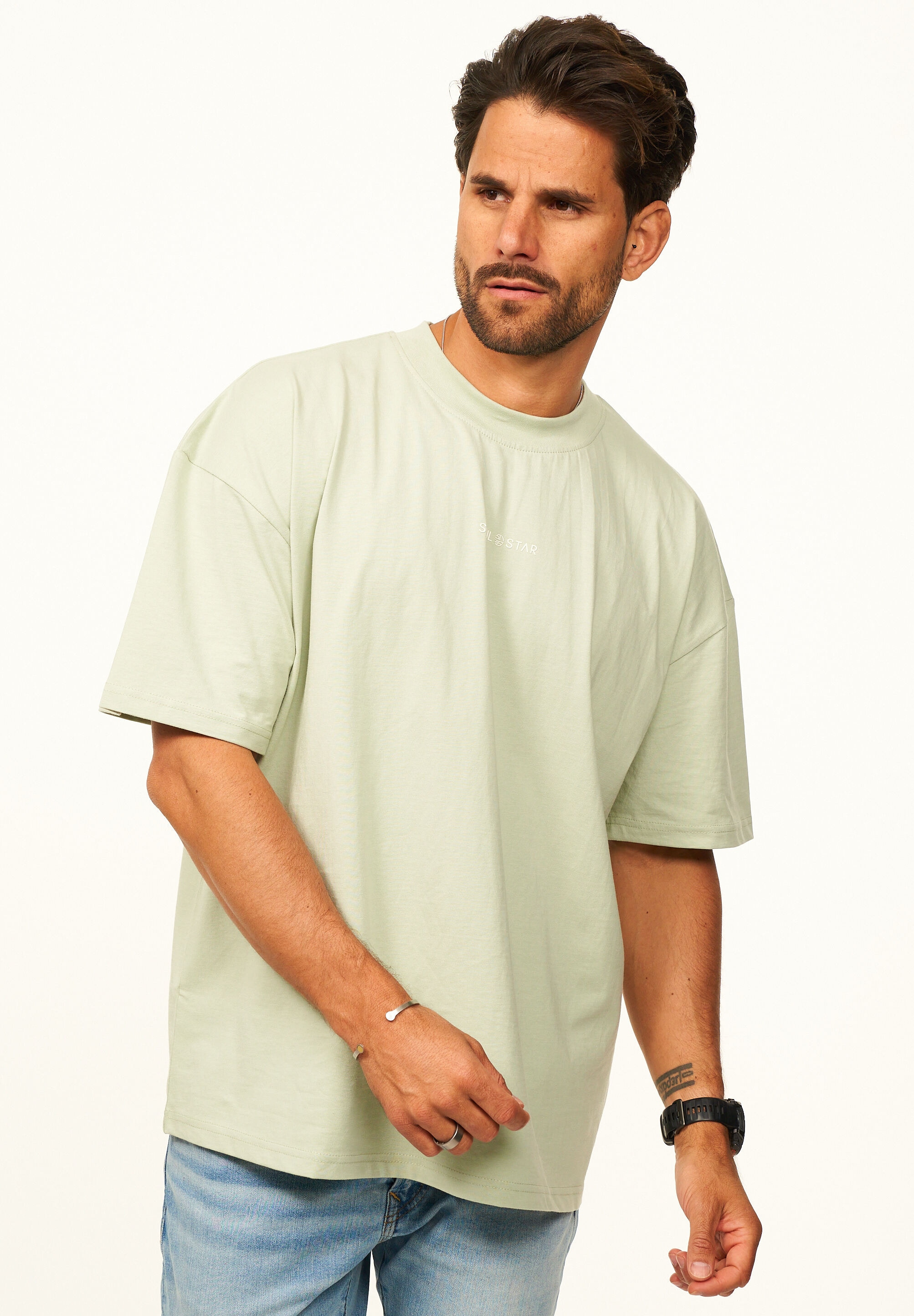 SOULSTAR T-Shirt »Kurzarm Oversize aus 100% Baumwolle mit Rundhalsausschnitt Crew Neck für Herren« Basic Oberteil Crew-Neck kurzärmlig aus 100% Baumwolle für Männer