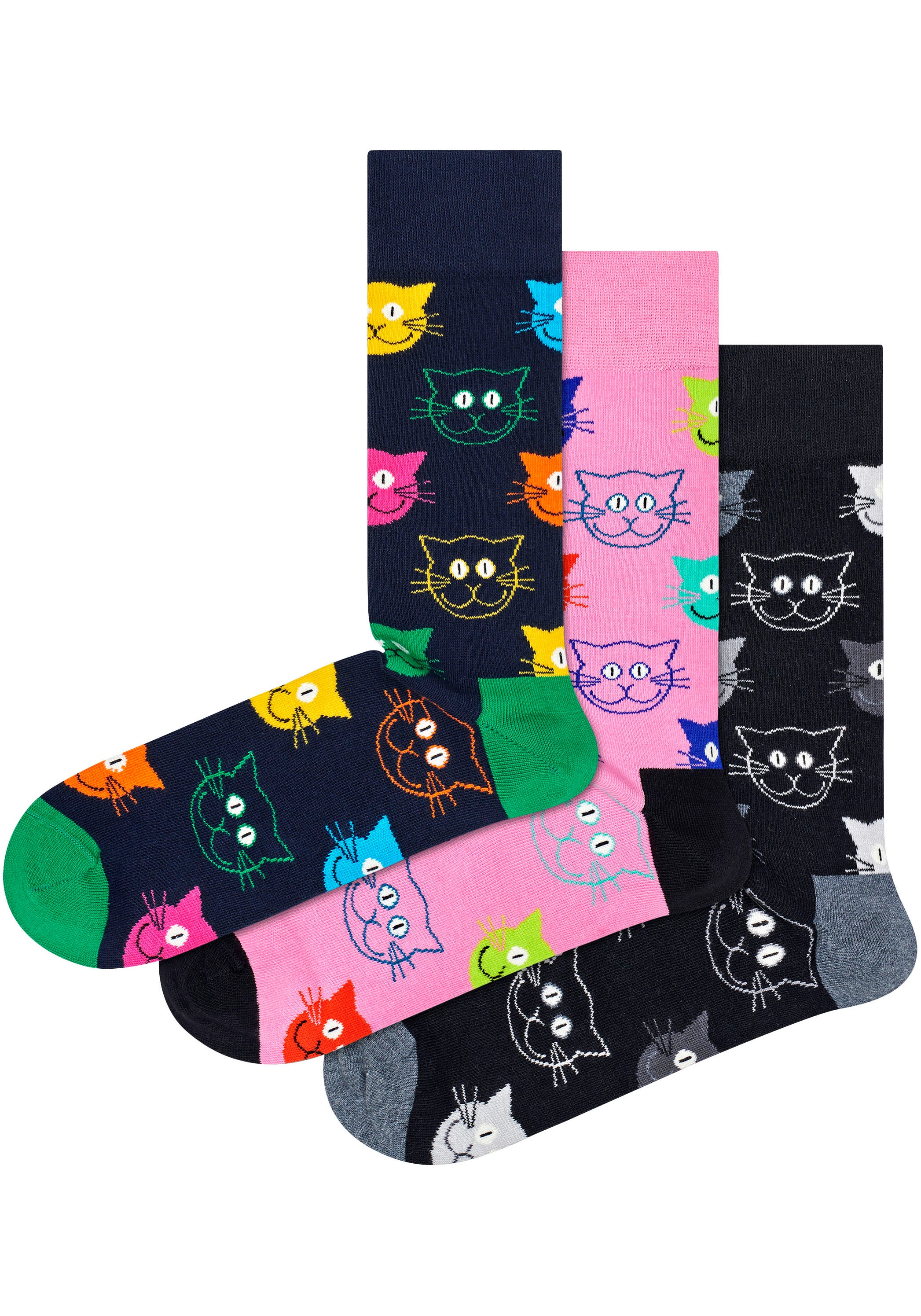 bei Paar), Socks Gift Katzen-Motive Mixed Cat (Packung, online Happy Set«, OTTO Socken Socks 3 »3-Pack