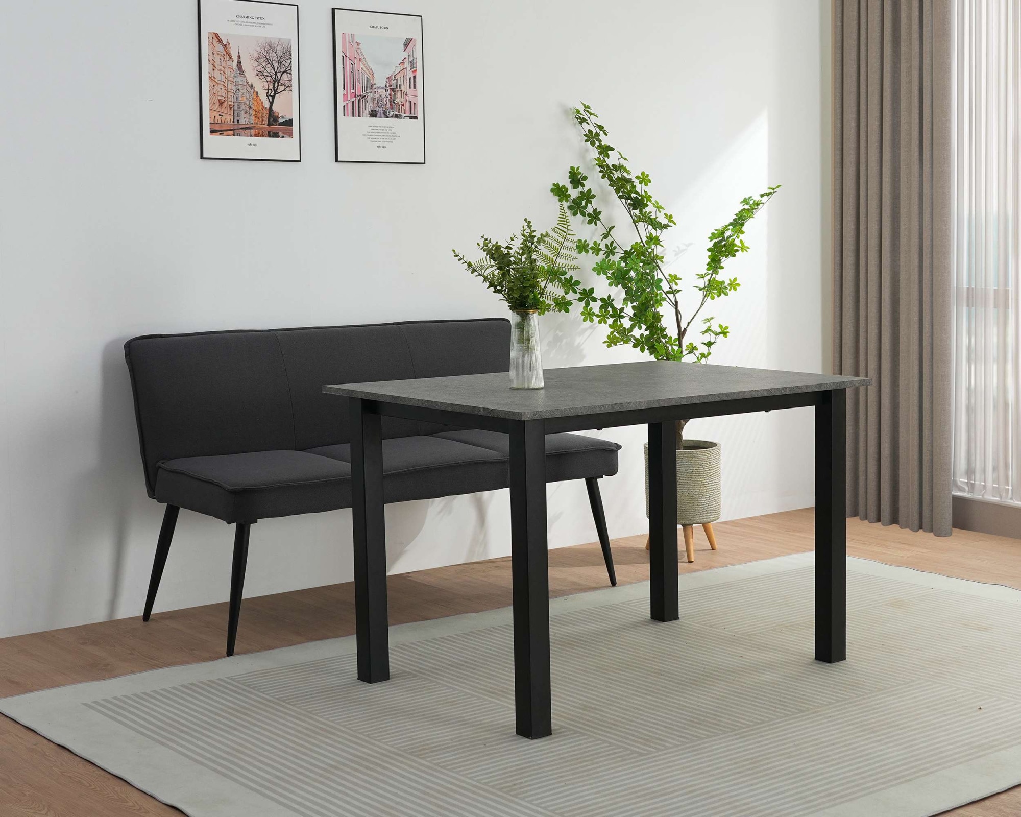 OTTO home Essbank »Ianna« schwarze Metallbeine, pflegeleichtem Webstoff Bezug, Breite 140 cm