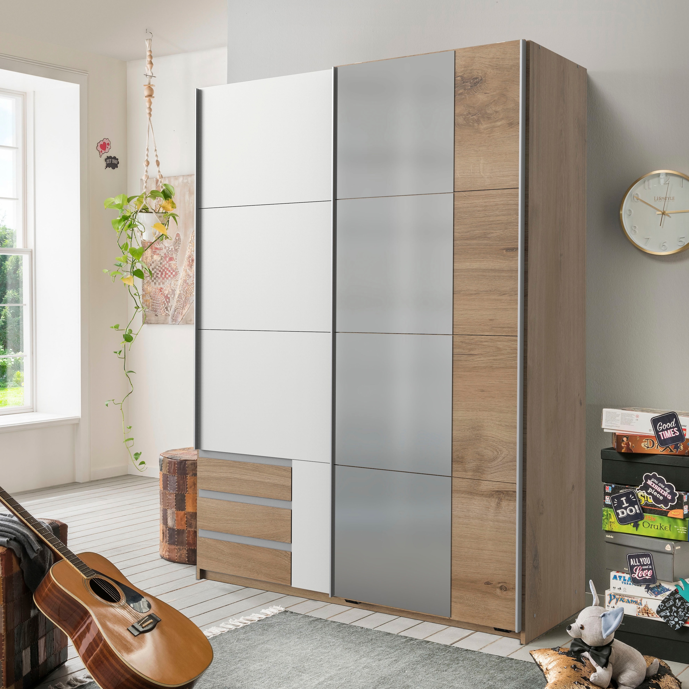 Wimex Schwebetürenschrank »Emden moderner Kleiderschrank mit Spiegel und Schubladen BESTSELLER« Schlafzimmer Schrank Garderobenschrank mit Schwebetüren Topseller