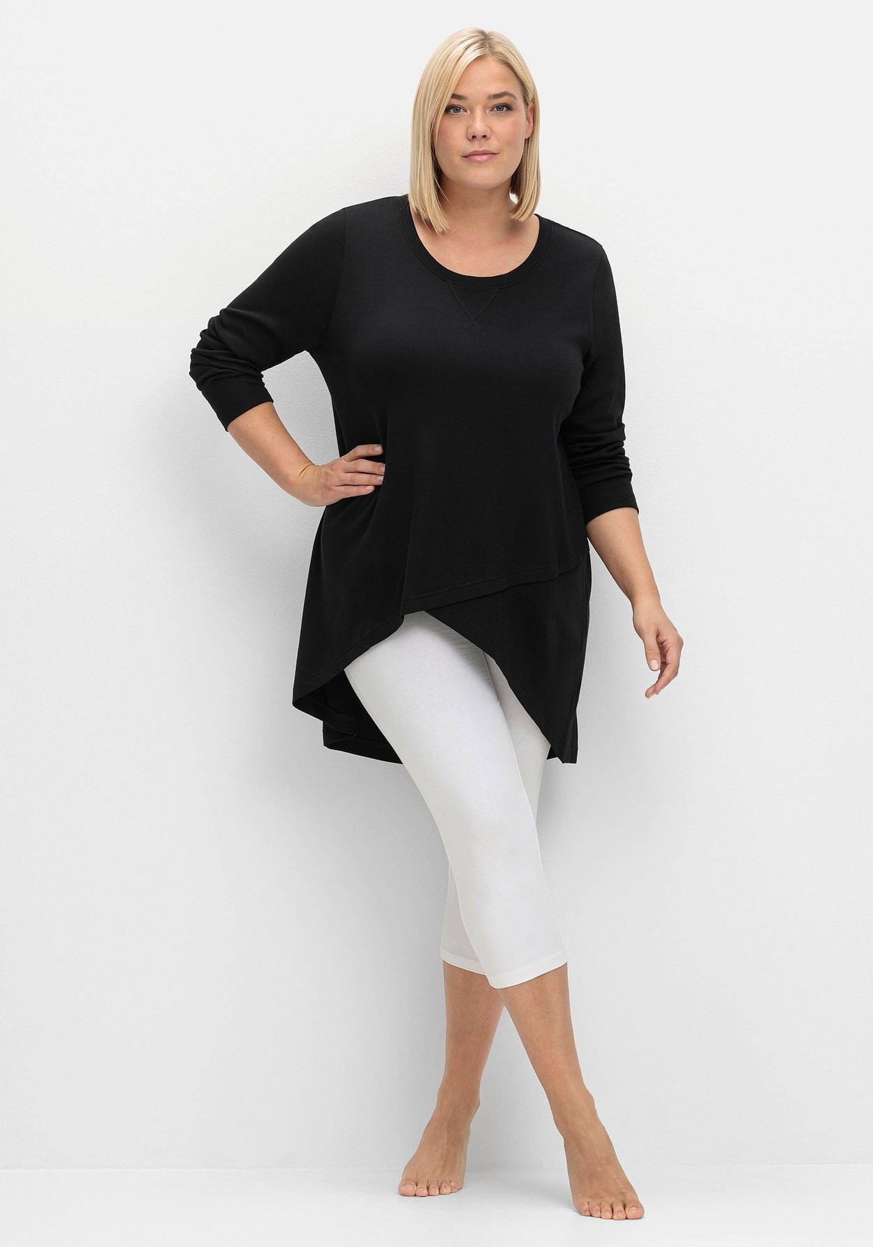 Sheego Longshirt »Longshirt in Wickeloptik, in leichter A-Linie«