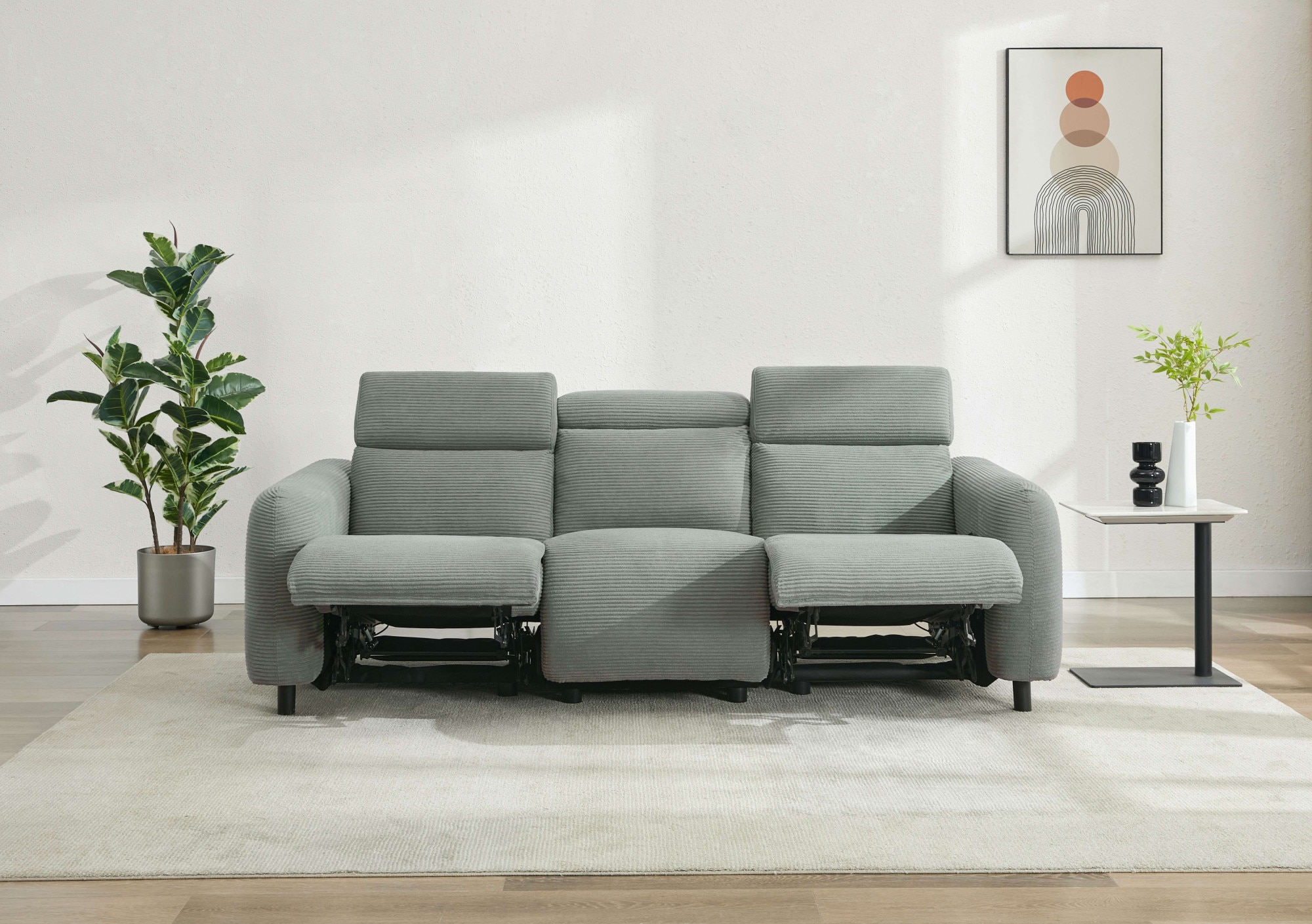Home affaire 3-Sitzer »SKAANE Cord-Sofa, 229 cm, manuelle u. elektrische Relaxfunktion« Relax-Funktion in 2 Sitzen, Kopfteilverstellung, Federkernpolsterung
