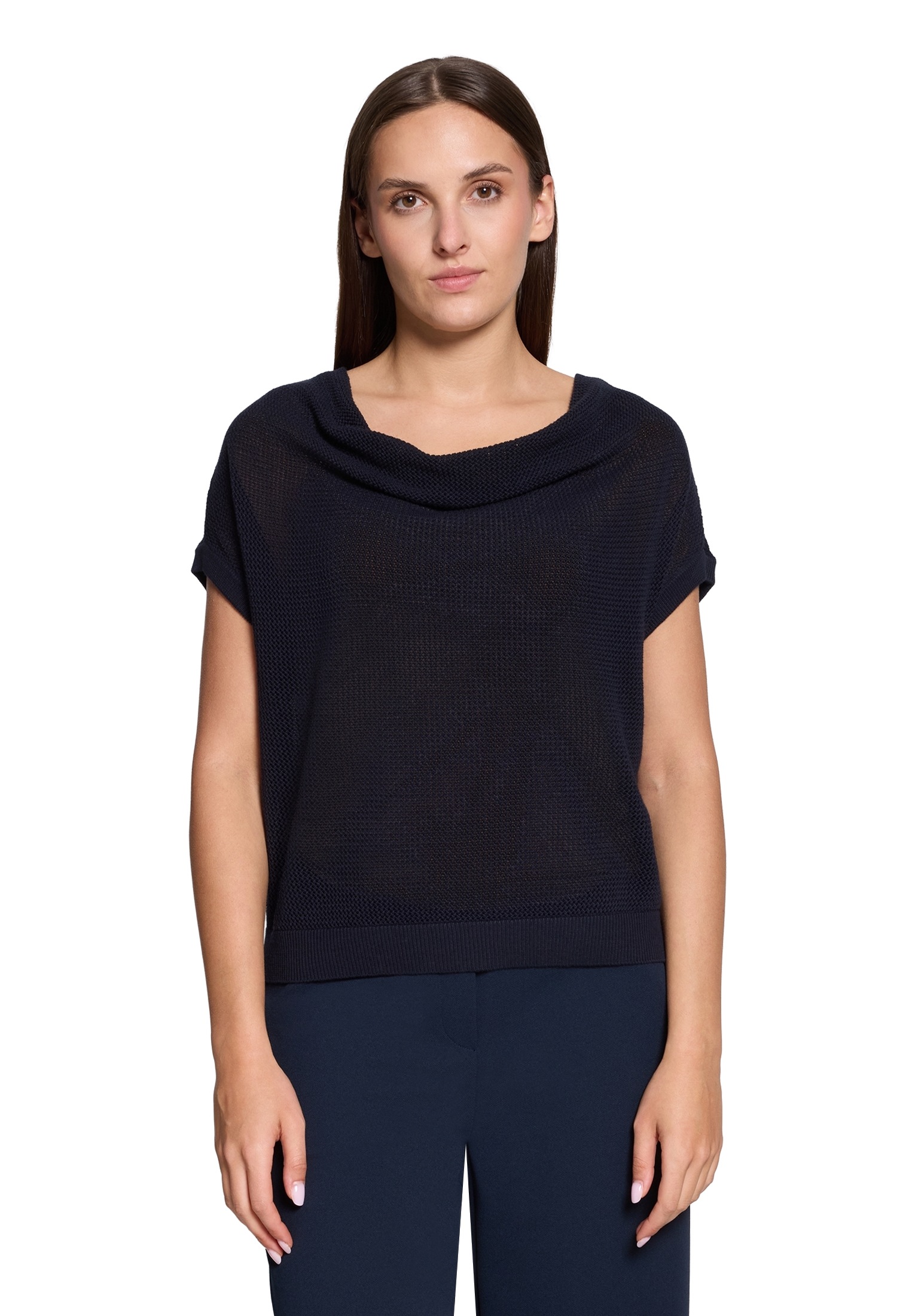 Betty Barclay Rundhalspullover »Lochstrick-Pullover mit Wasserfallausschnitt«