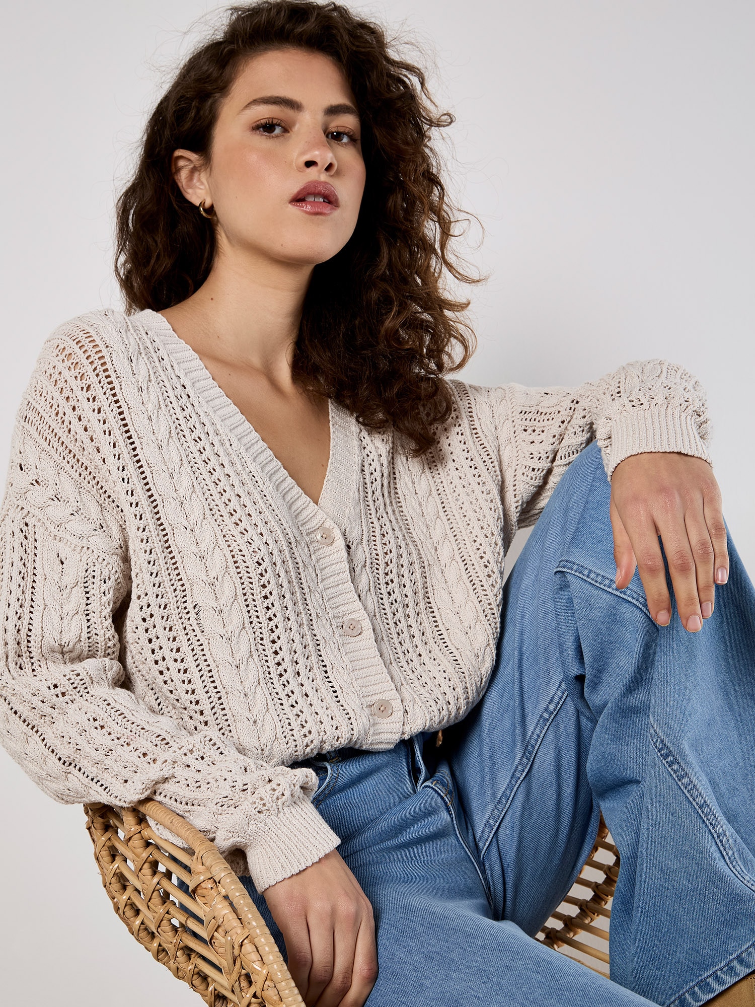 Apricot Ajourstrickjacke »Strickjacke« mit Knöpfen