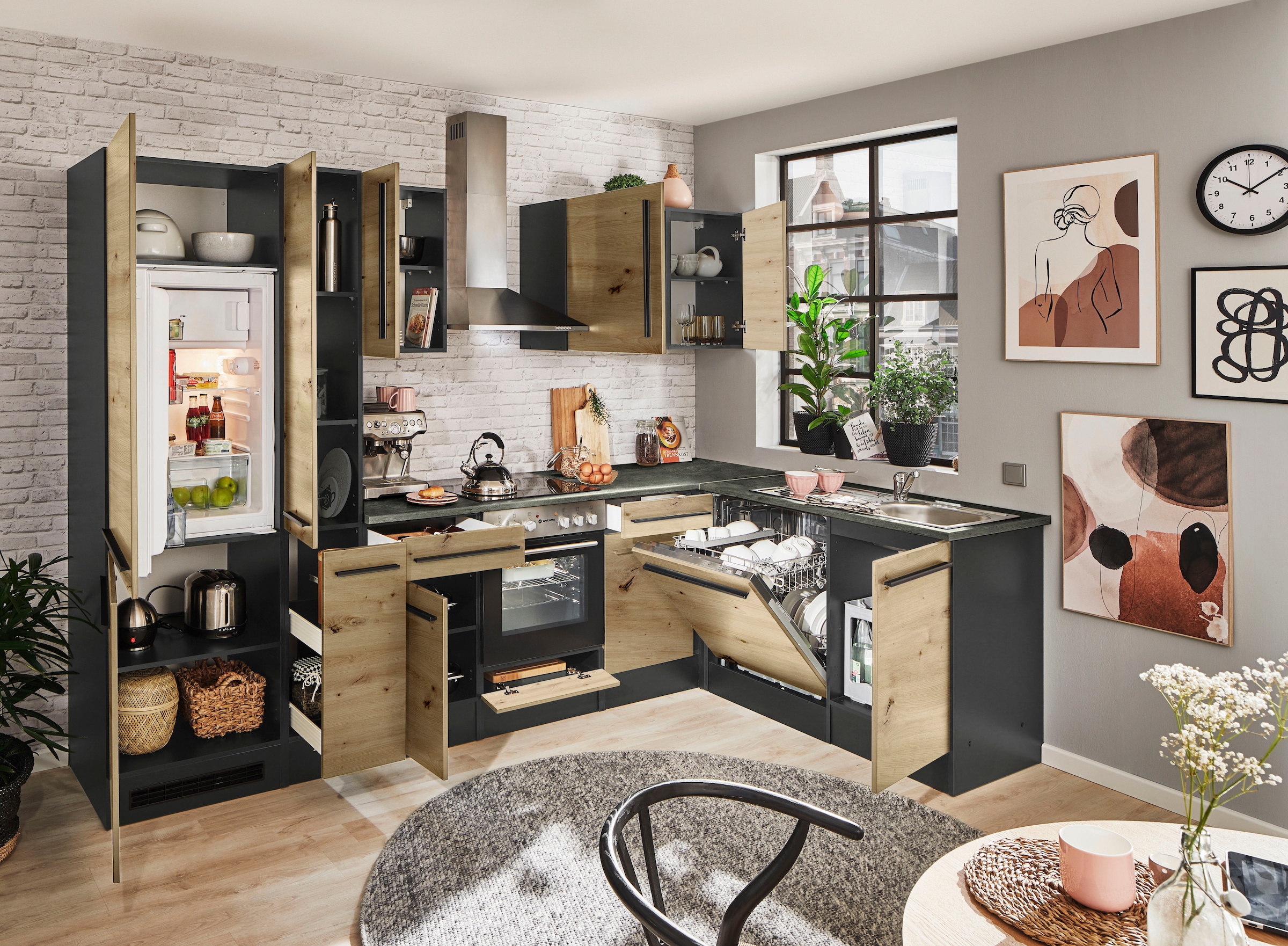 BASIC by Balculina Winkelküche »Jazz« Stellbreite 310x175 cm, wahlweise mit E-Geräten