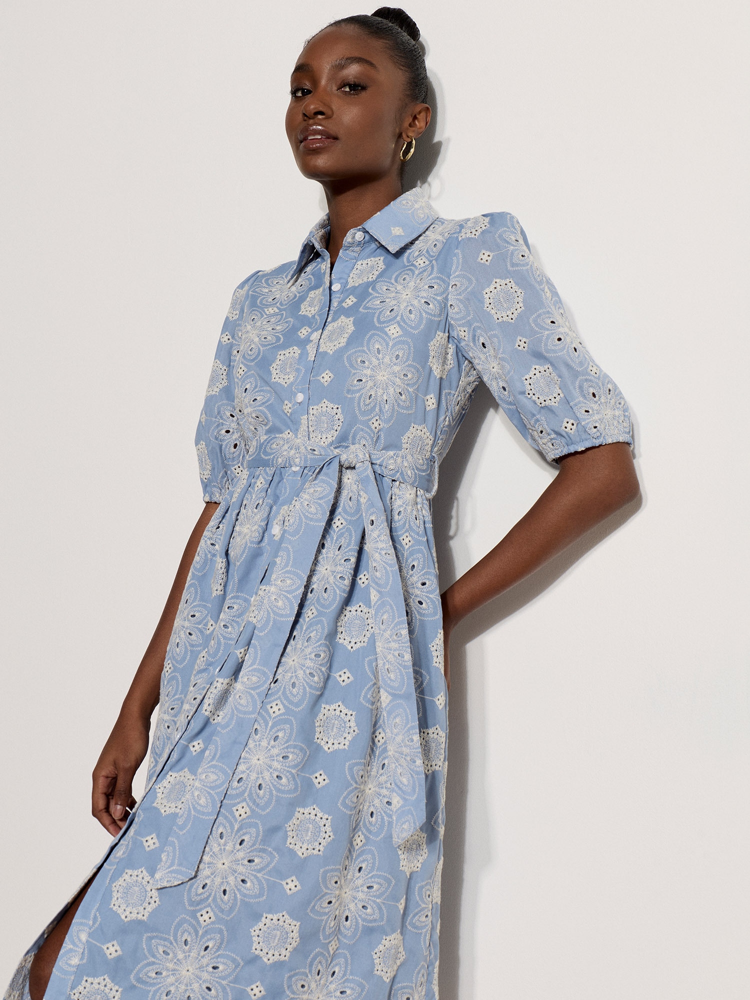Apricot Midikleid »Midikleid« mit Stoffgürtel, 2 tlg. mit englischer Spitze