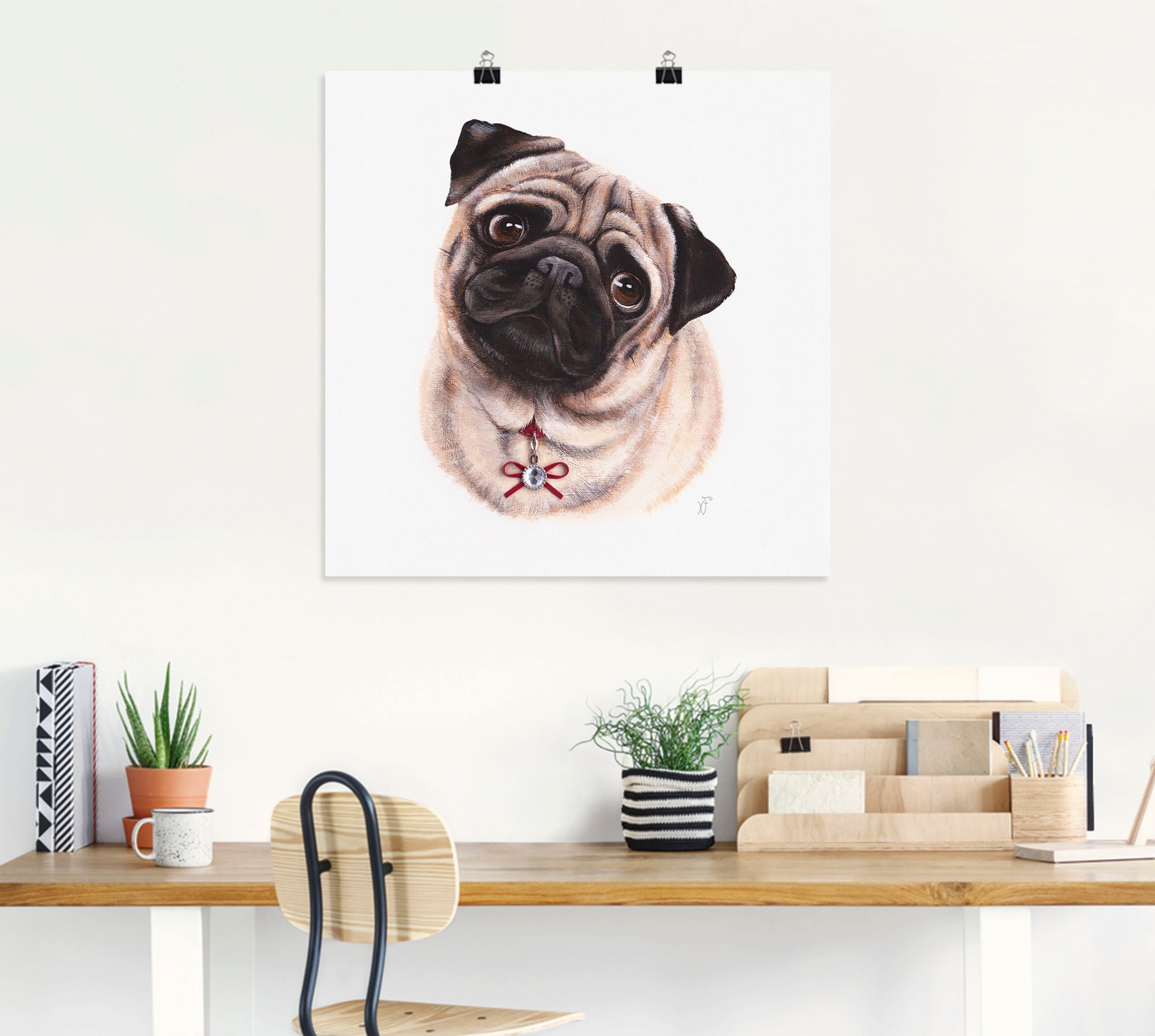 Artland Poster »Mops mit Diamanten« Hundebilder 1 Stk. tlg. ohne Rahmen