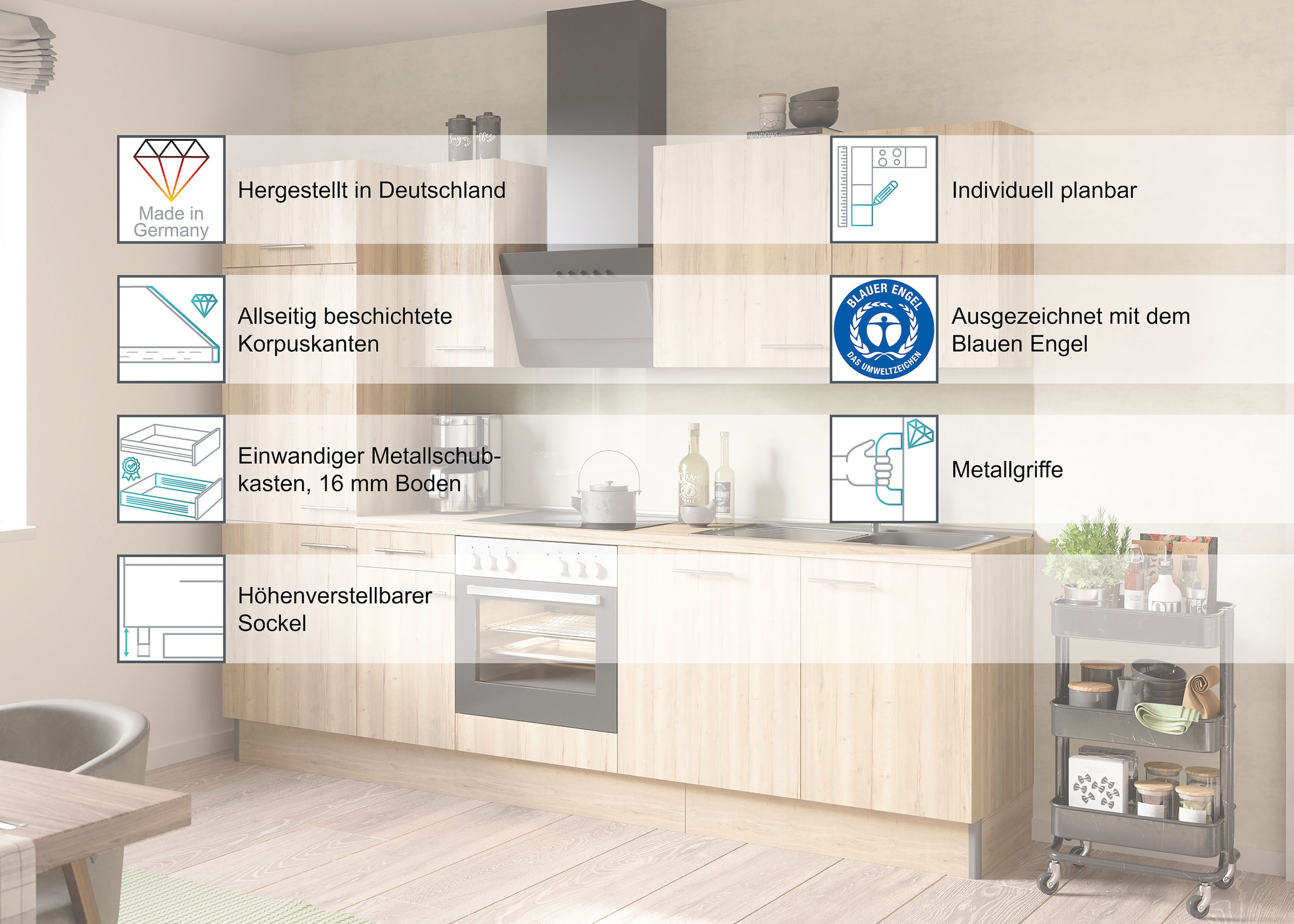OPTIFIT Herdumbauschrank Breite 60 cm für Einbauherd, mit 1 festen Blende