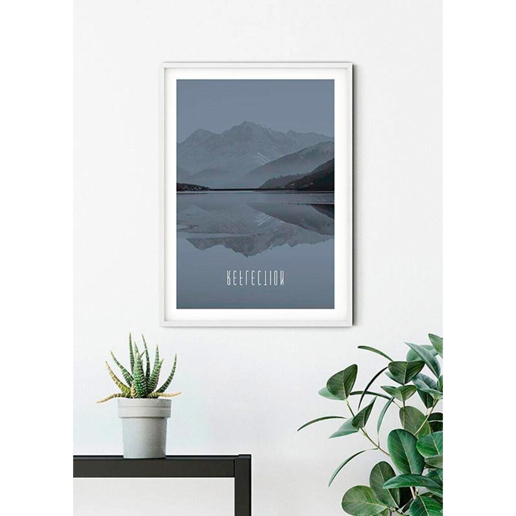 Komar Poster »Word Lake Reflection Steel«, Natur, (1 St.), Kinderzimmer, Schlafzimmer, Wohnzimmer