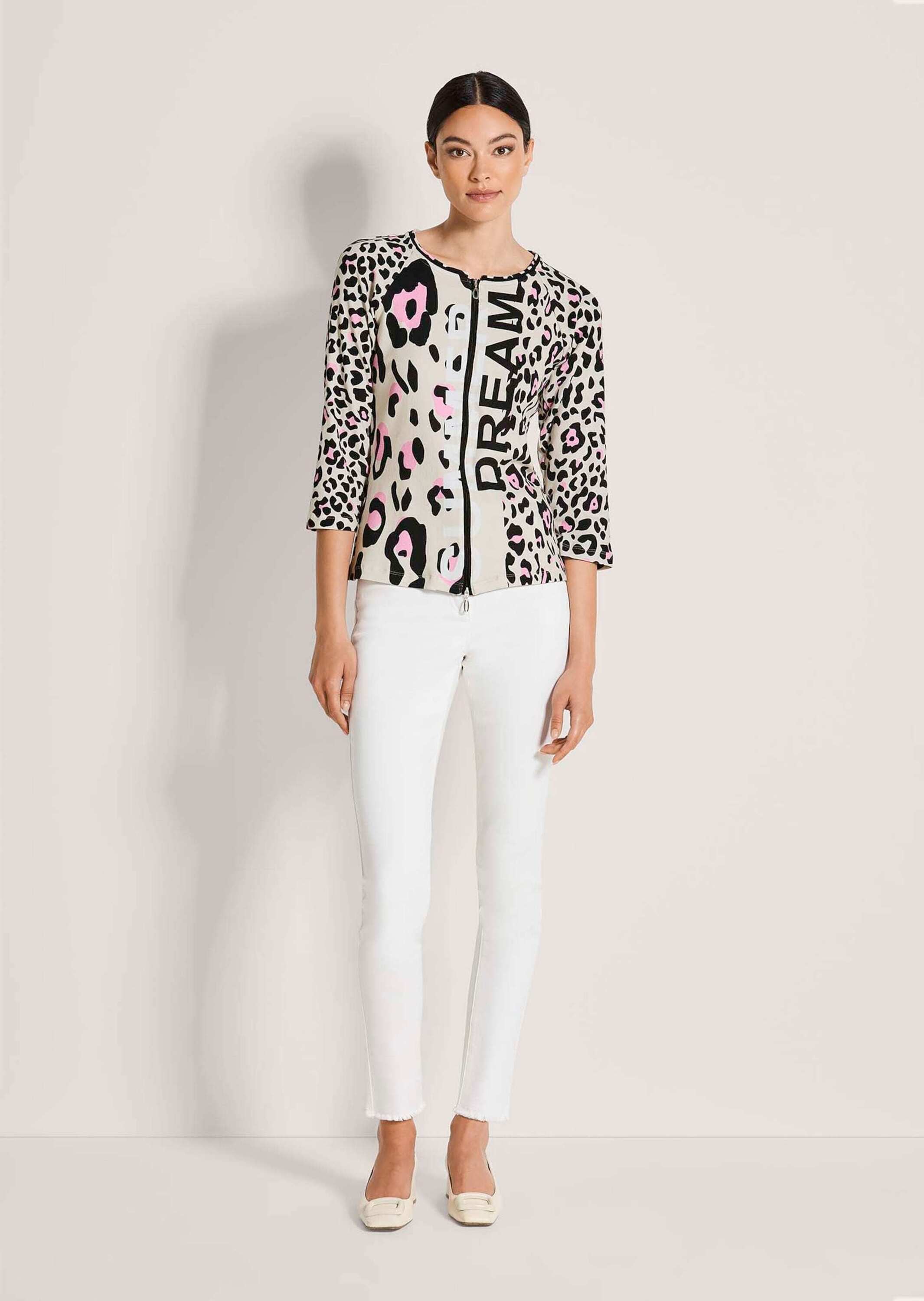 MADELEINE Langarmshirt »Shirtjacke Sportiver Halbarm Shirtblazer mit Print« Rippenqualität