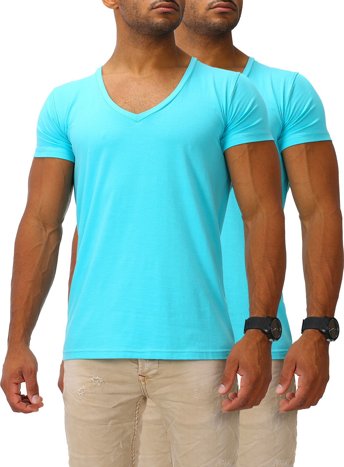 Joe Franks T-Shirt, mit tiefem V-Ausschnitt im Doppelpack