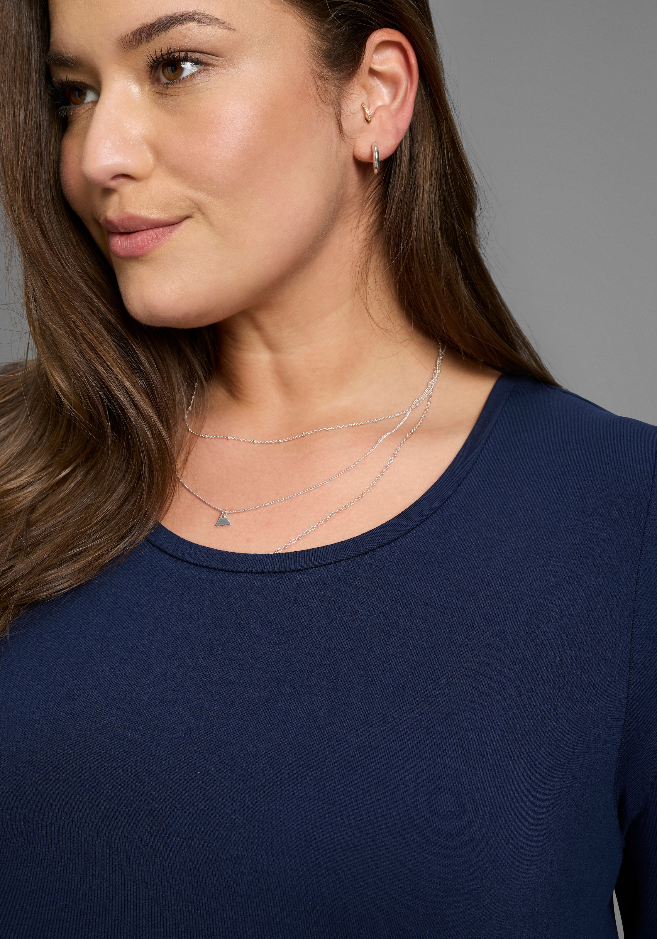 Laura Scott CURVE Tunikashirt, mit 3/4-Ärmeln in schmeichelnder A-Linie – GROSSE GRÖSSEN