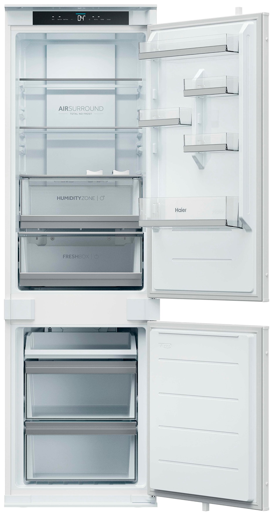 Haier Einbaukühlgefrierkombination ID Titanium 2 »HBQW5518E« 177,2 cm hoch 54 cm breit Humidity Zone: Obst, Gemüse und Salat 2x länger frisch halten
