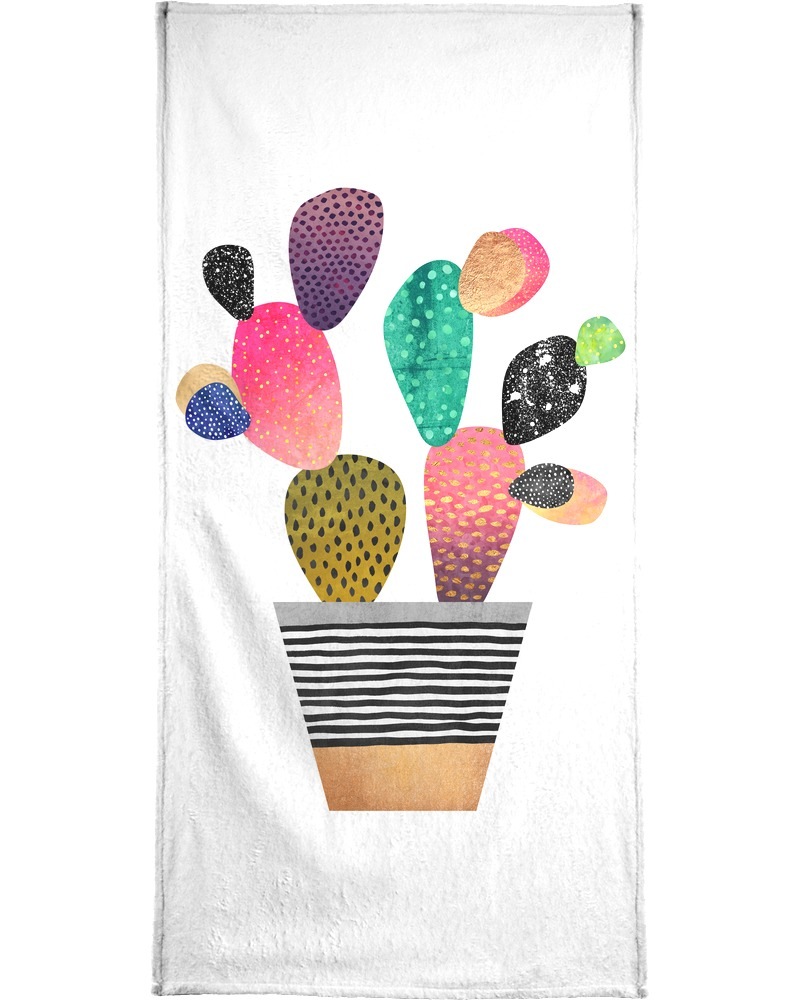 Juniqe Handtuch »Happy Cactus«, (1 St.), Weiche Frottee-Veloursqualität