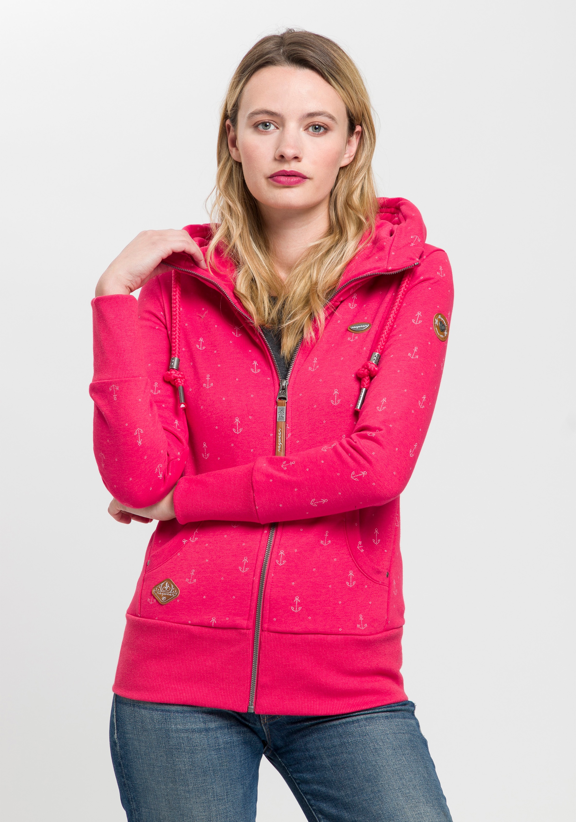 Ragwear Sweatjacke »NESKA ZIP MARINA O«, mit maritimen Allover Anker-Druck